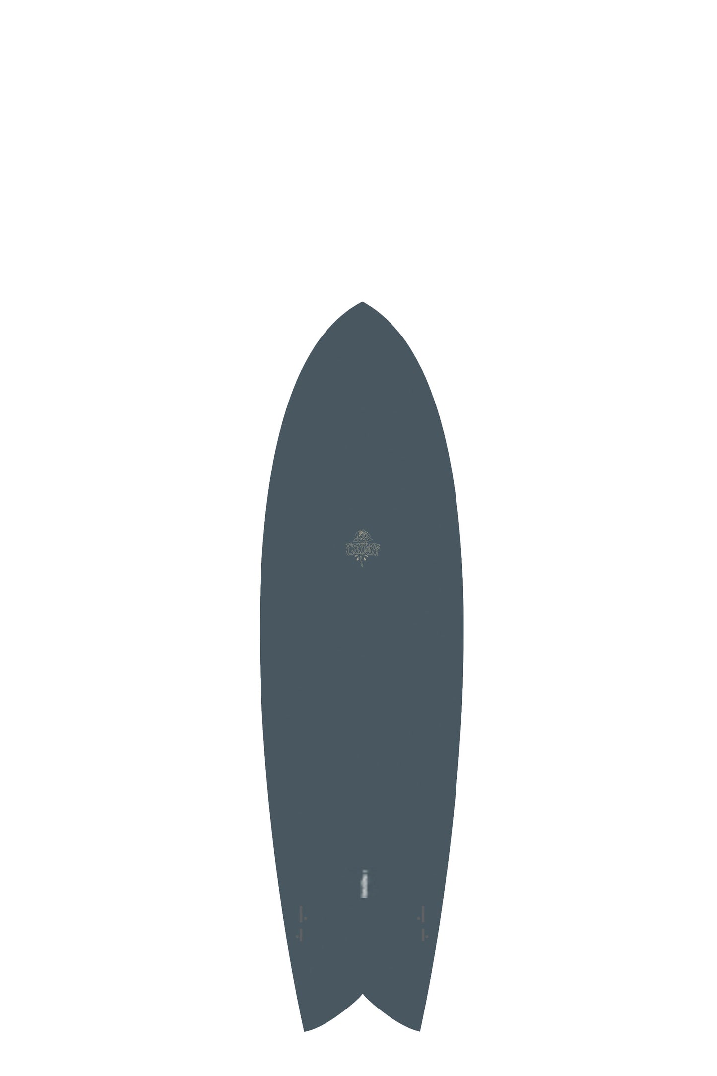 Grey Crime Surf Surfboard with a white logo on a white background by Pukas Surf Shop 