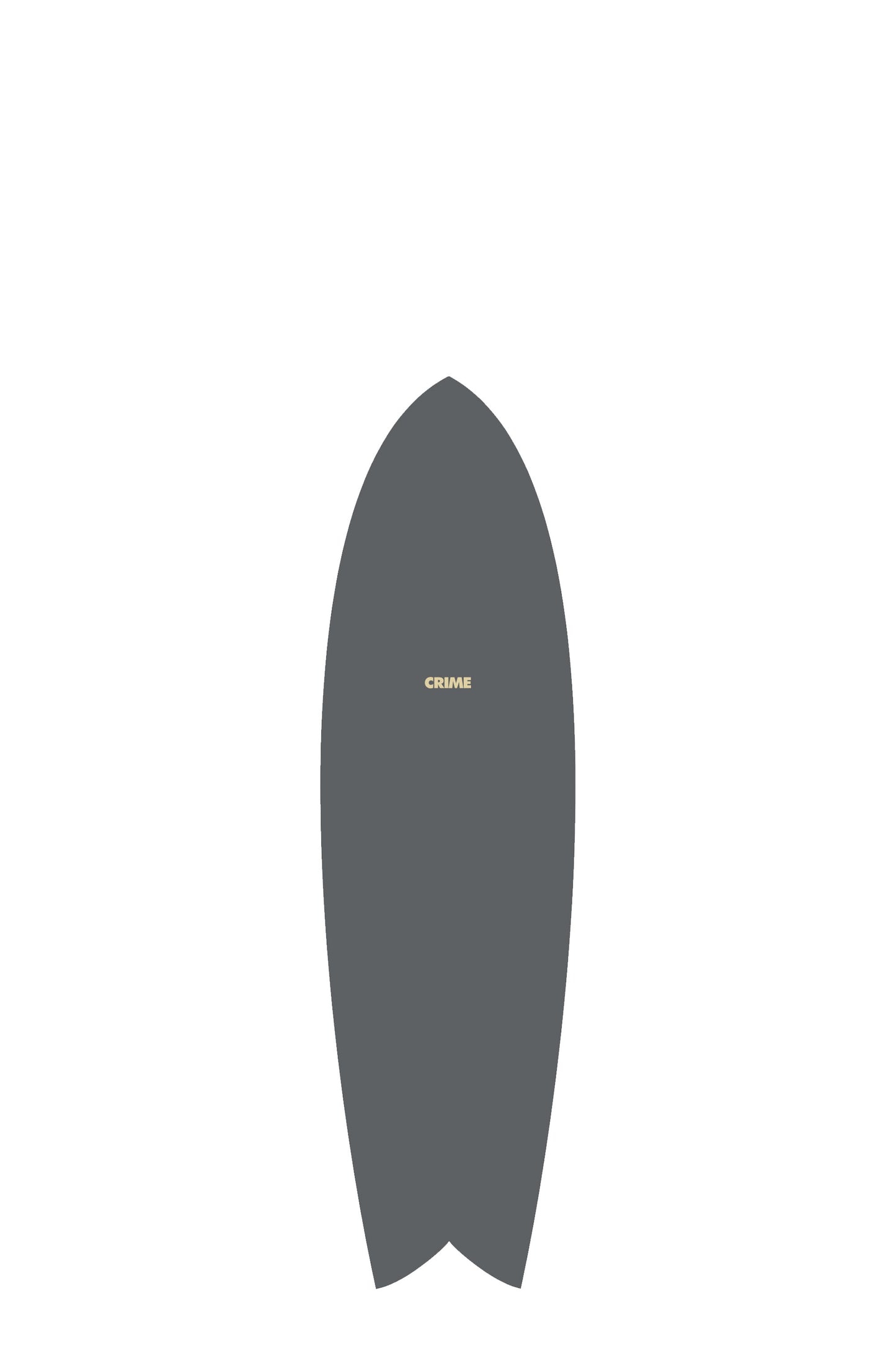 Grey Crime Surf Surfboard with a white logo on a white background by Pukas Surf Shop -2
