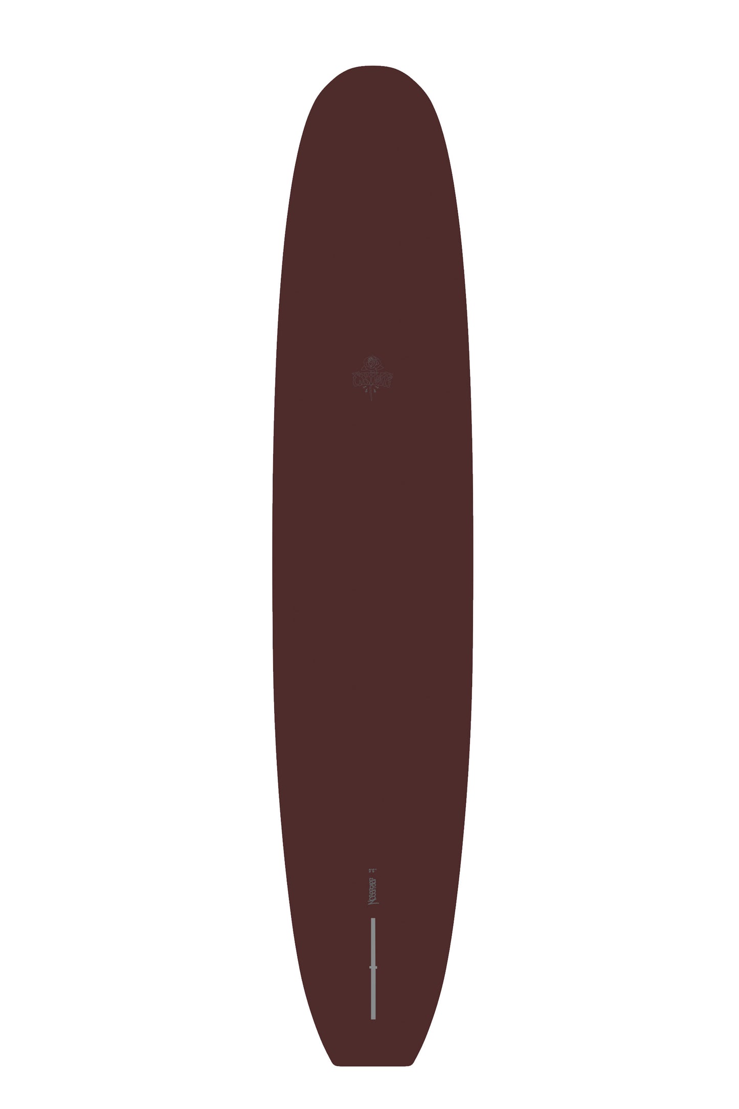 Dark Red Crime Surf Surfboard with a white logo on a white background by Pukas Surf Shop 