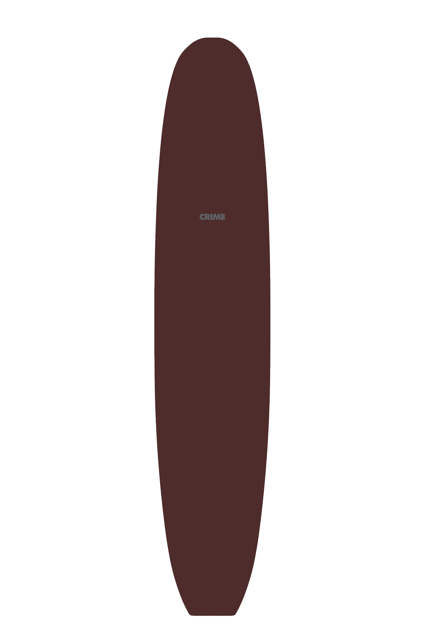 Dark Red Crime Surf Surfboard with a white logo on a white background by Pukas Surf Shop - 2