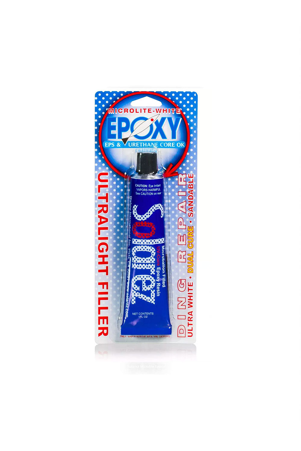 Solarez epoxy ultra-light filler packaging on a white background