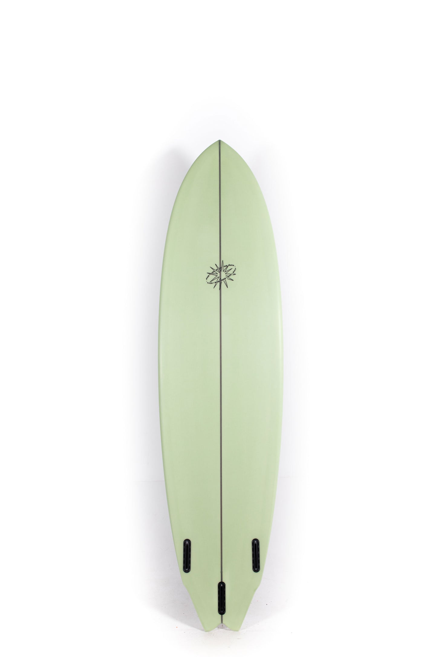 Green and white Dice Hotline surfboard Bullet Bill Biggie size 7'3" at Pukas Surf Shop - 2