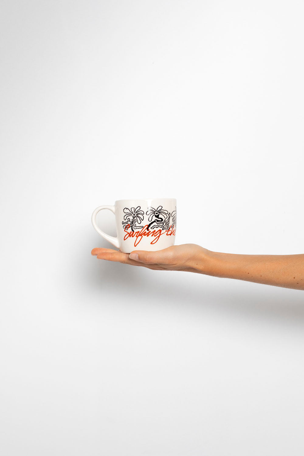 Pukas Surf Shop Drinkware Surfing The Basque Country Wild Bloom Cup White