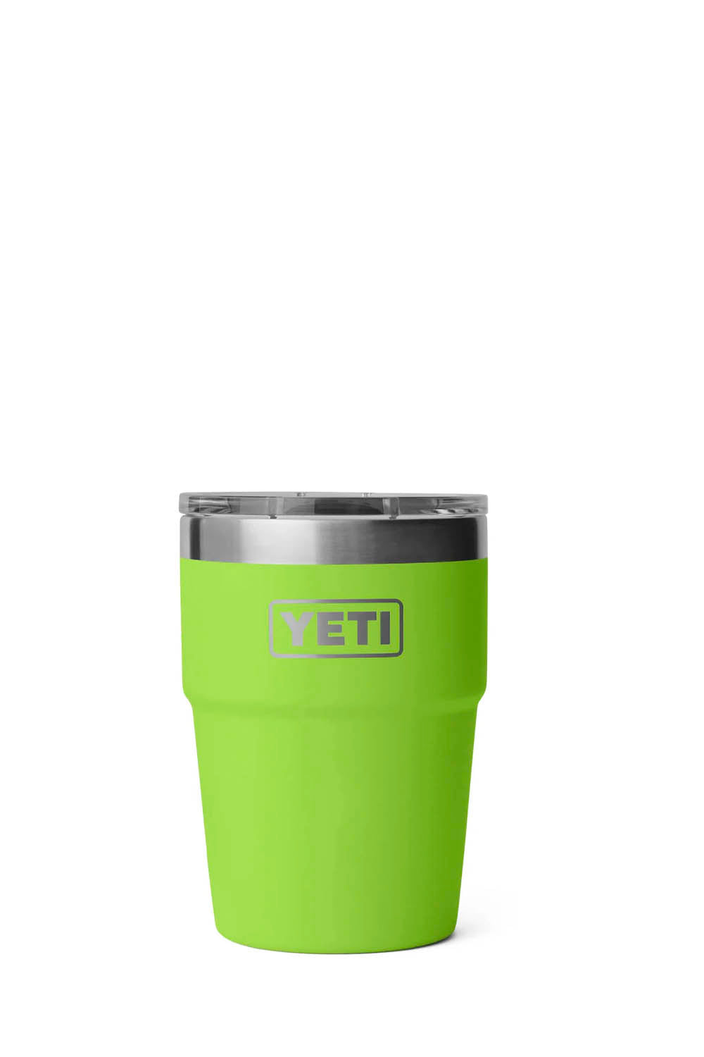 YETI Rambler 16 oz stackable cup in venom green on white background