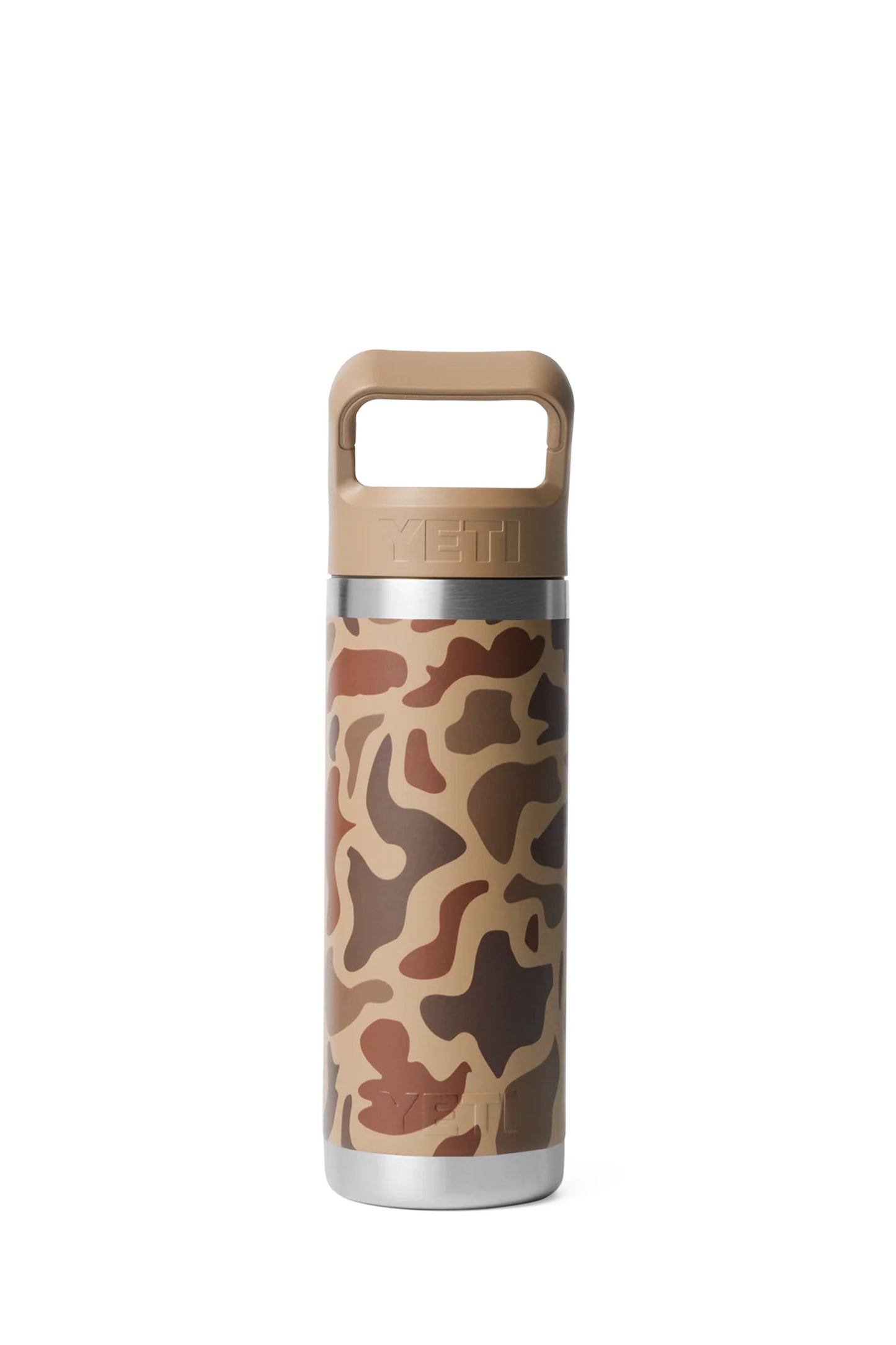 Camouflage-patterned YETI bottle with a brown handle Pukas Surf Shop