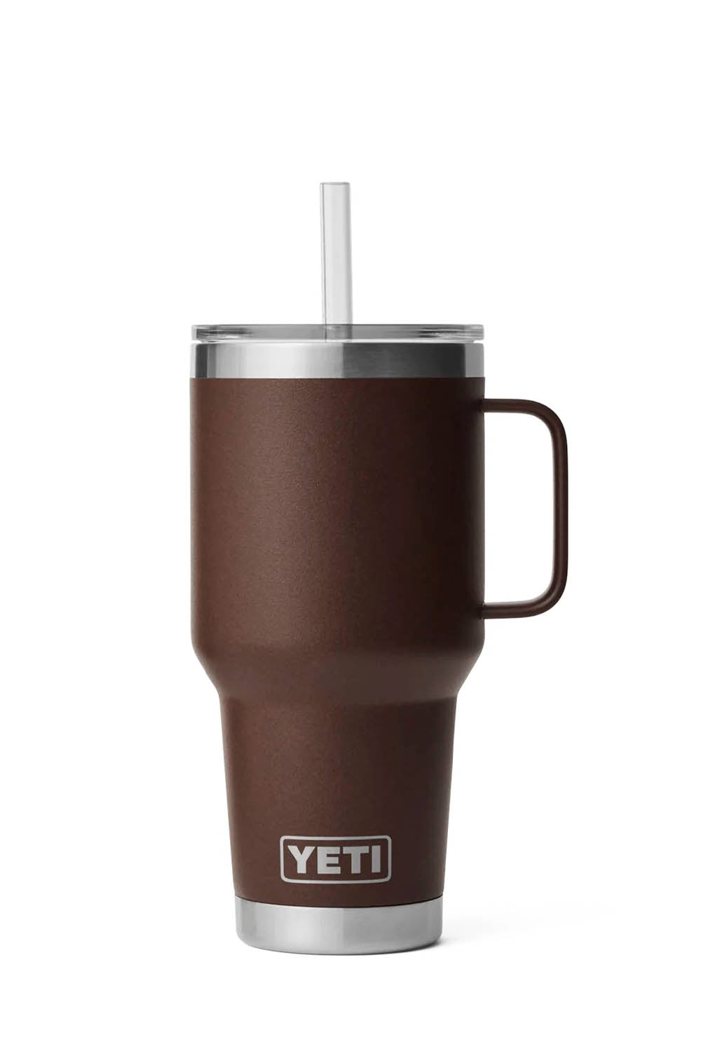 YETI Rambler 35 oz Straw Mug in Wetlands Brown with handle, lid and reusable straw