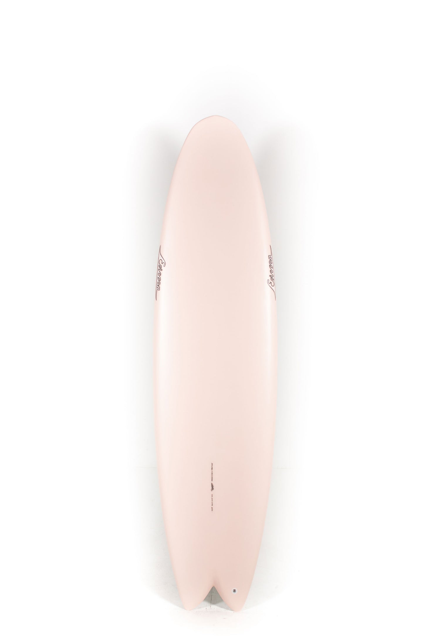 Light pink and green Ellis Ericson Surfboard size 7'4" on a white background by Pukas Surf Shop