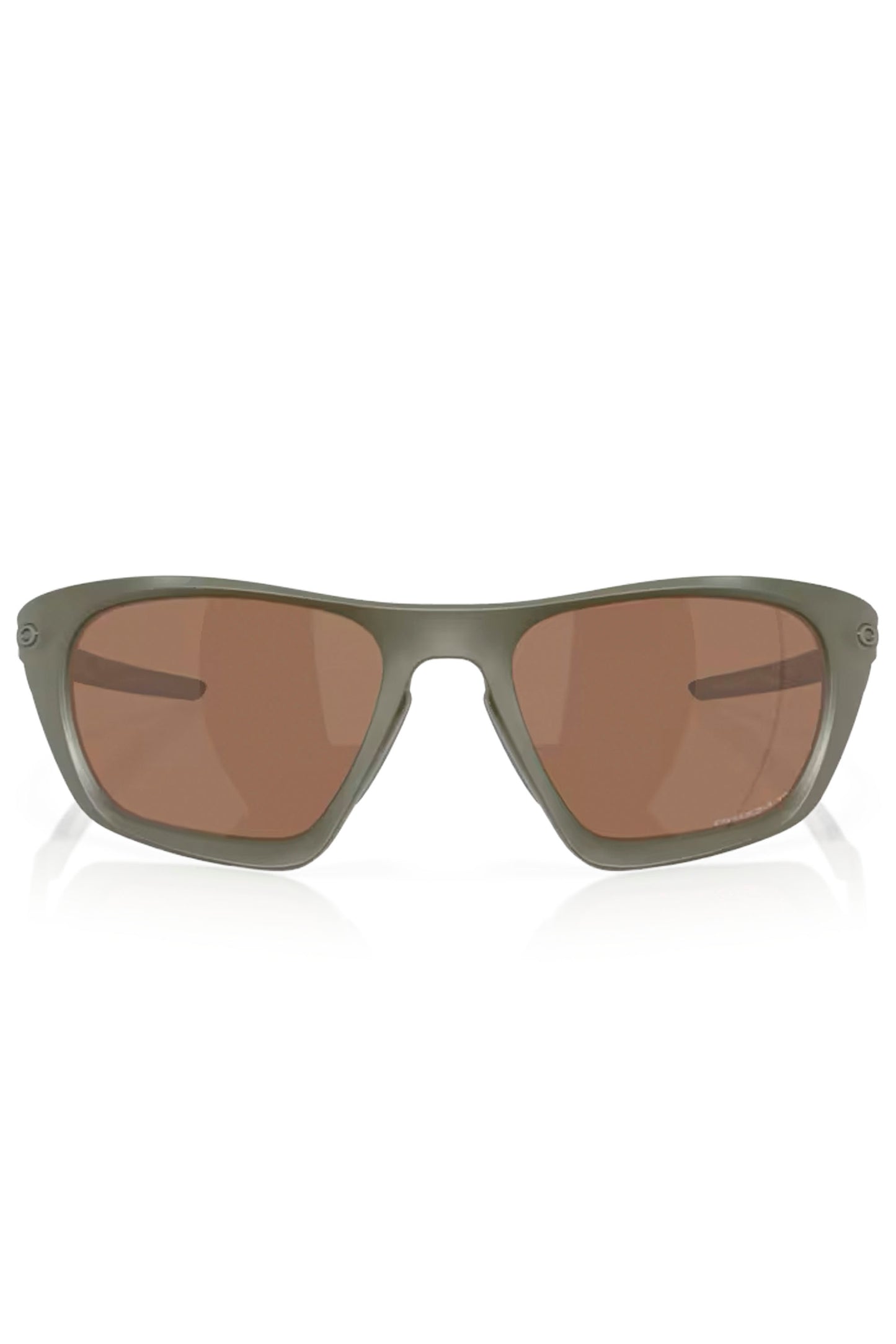 Sunglasses with green frame and brown lenses on a white background