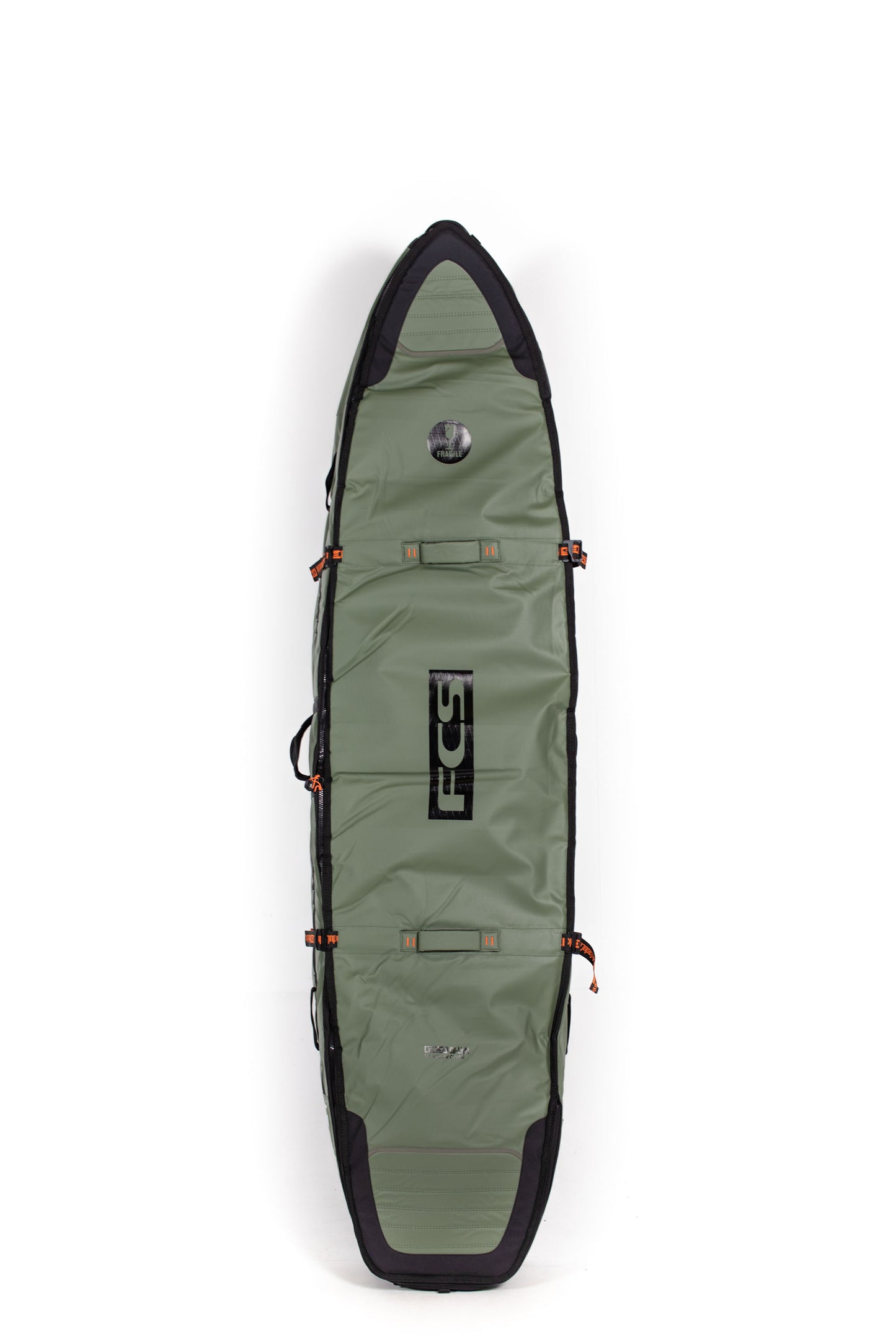 FCS 7.6 Travel 3 Wheelie Shortboard Fish Boardbag Alpine - Front View | Pukas Surf Shop