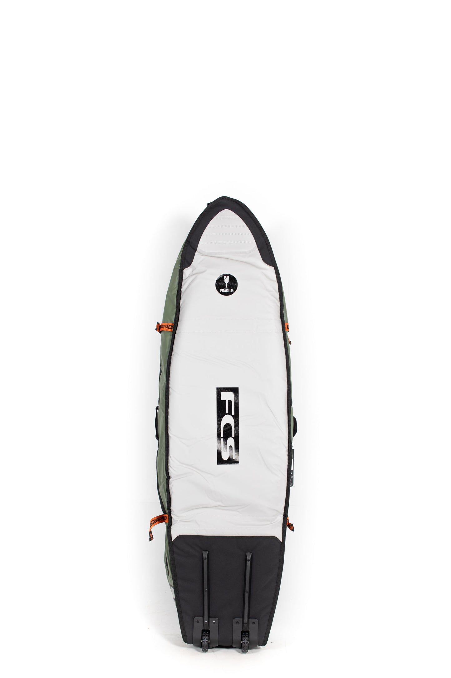 FCS 6.3 Travel 4 Wheelie Shortboard Fish Boardbag Alpine - Back View | Pukas Surf Shop