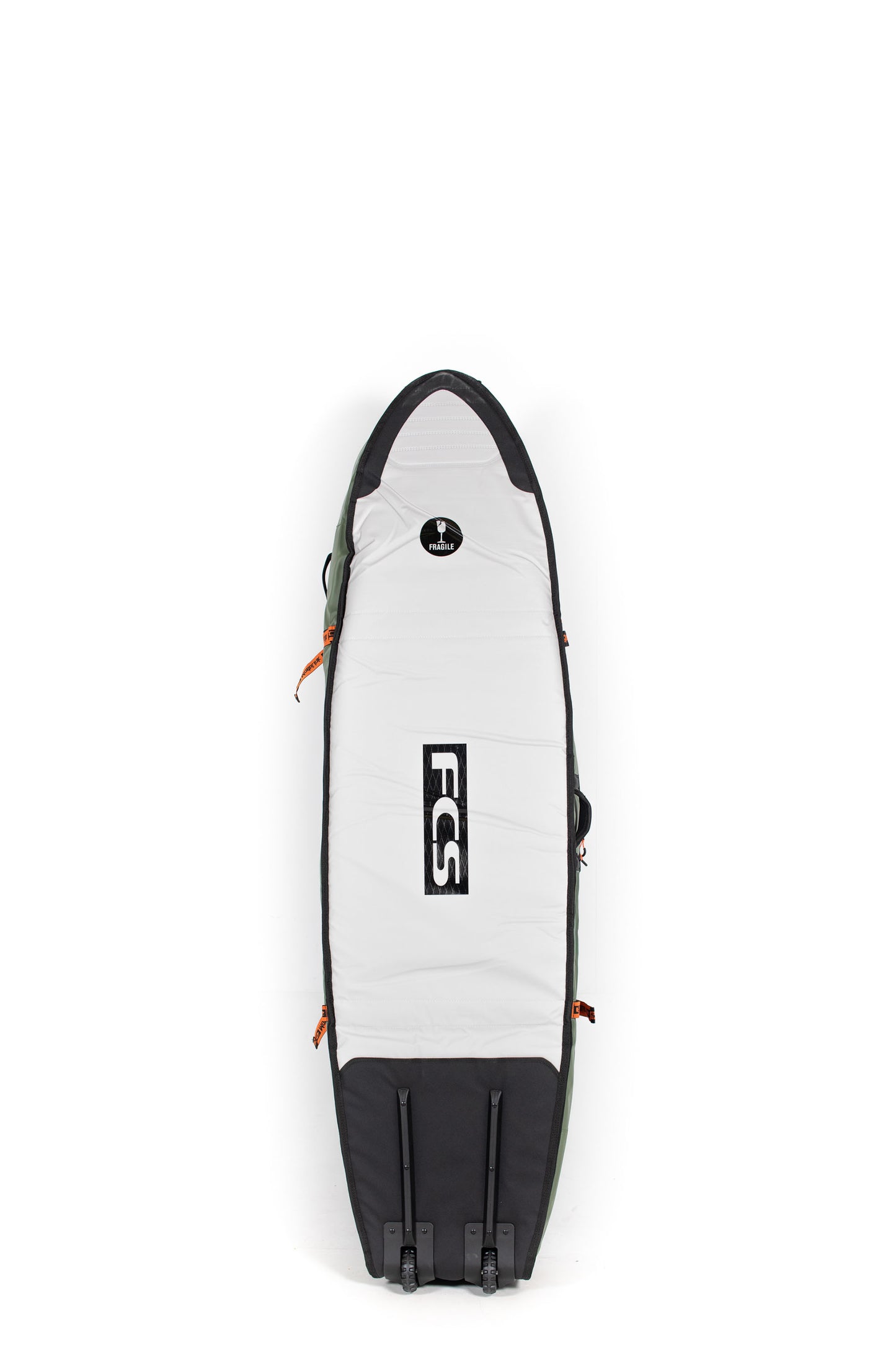 FCS 6.7 Travel 4 Wheelie Shortboard Fish Boardbag Alpine - Back View | Pukas Surf Shop