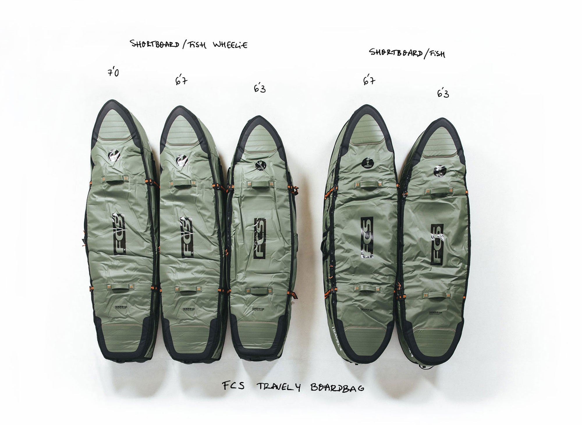 FCS 6.3 Travel 4 Wheelie Shortboard Fish | Shop at PUKAS SURF SHOP