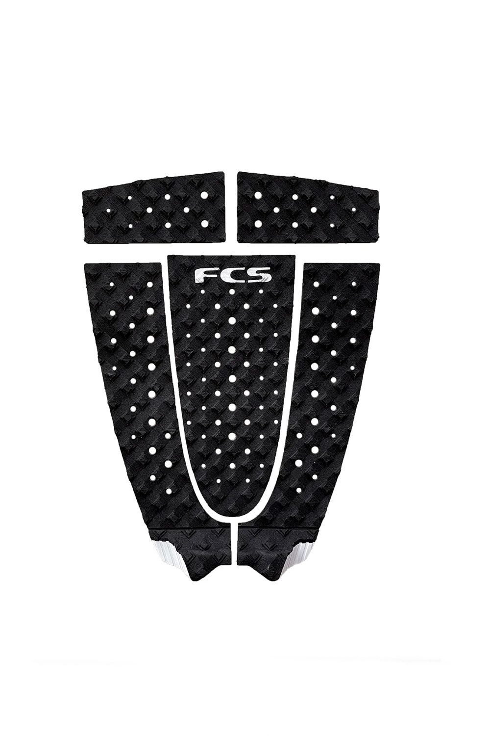 FCS Harley Eco black traction pad with perforated grip, FCS logo and five separate sections