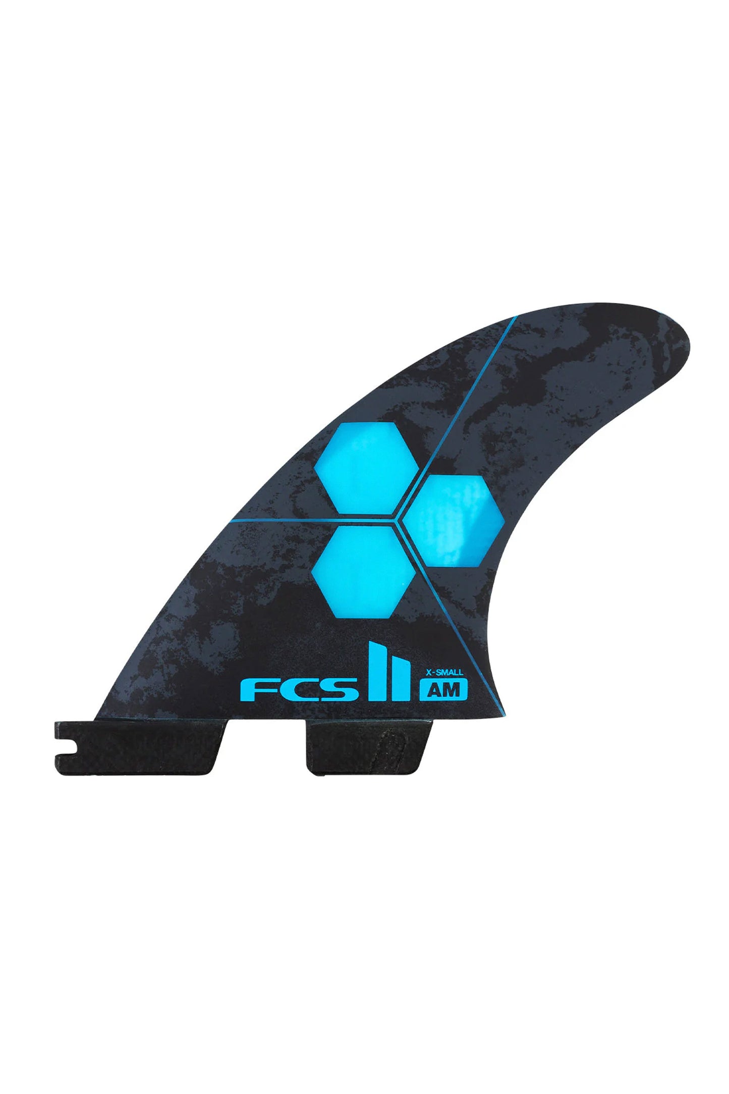 FCS II Carver Tri-Quad Fin Set in Eucalyptus Eco Neo Glass – side view