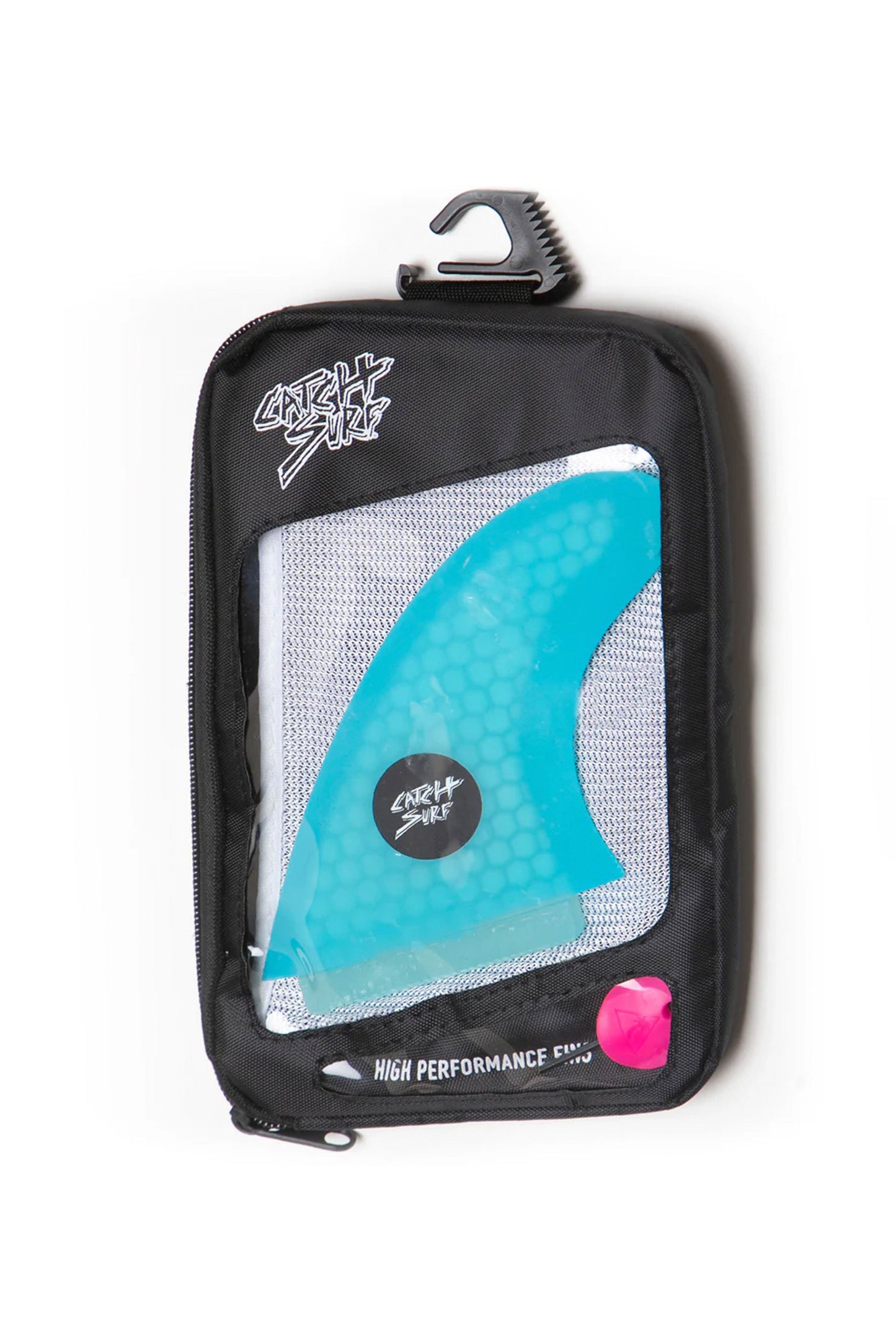 Catch surf Black carrying case with a blue surf fin inside Pukas Surf Shop