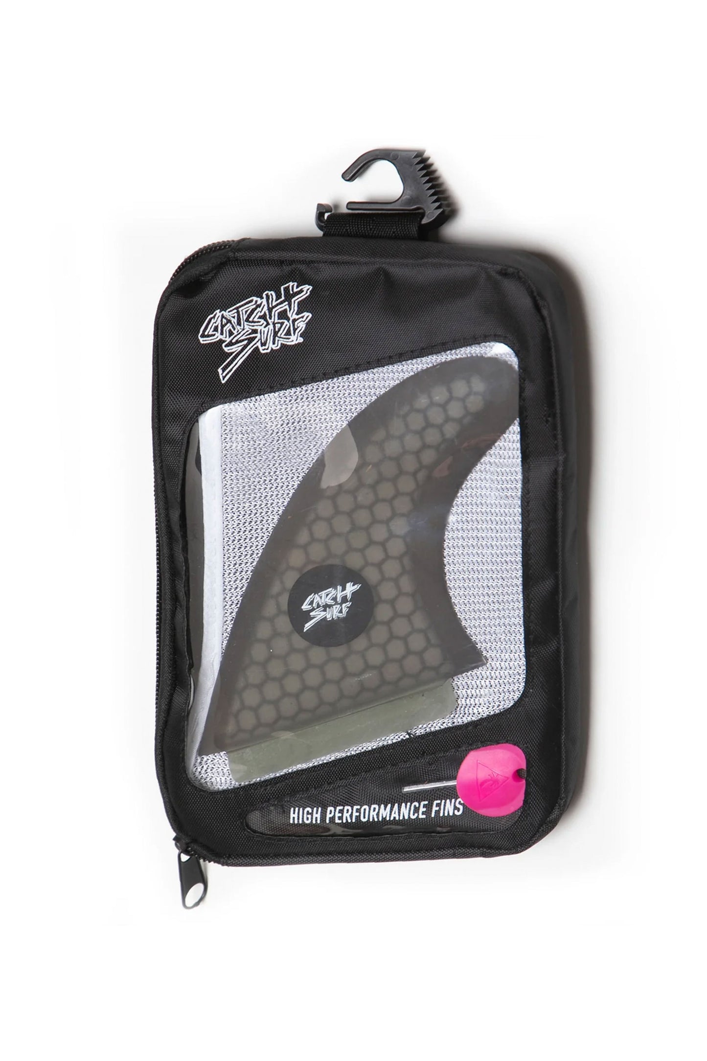Pukas Surf Shop Catch Surf black ultra hi-perf quad fins set with pink key