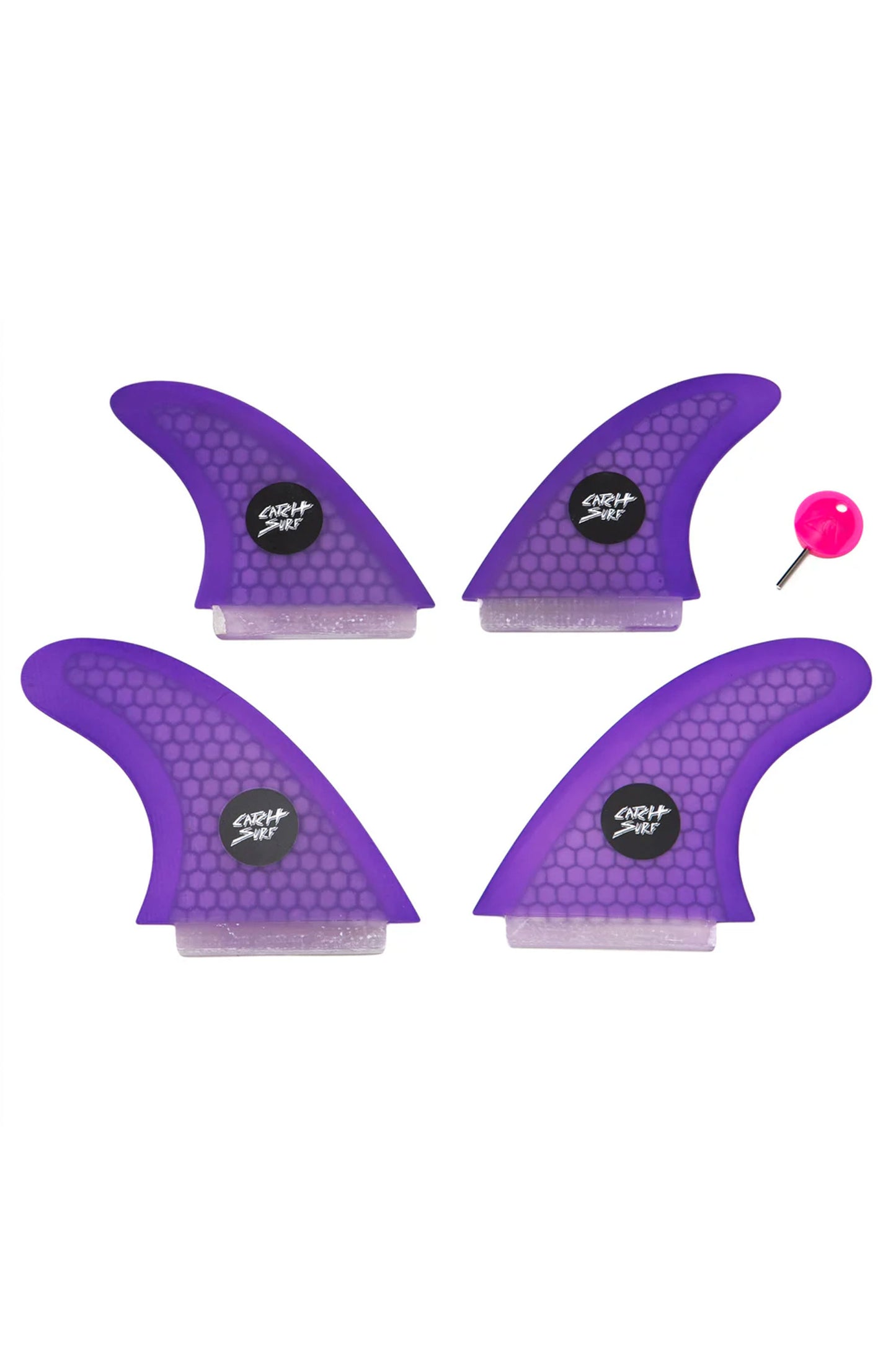 Pukas Surf Shop Catch Surf Purple ultra hi-perf quad fin set with pink key