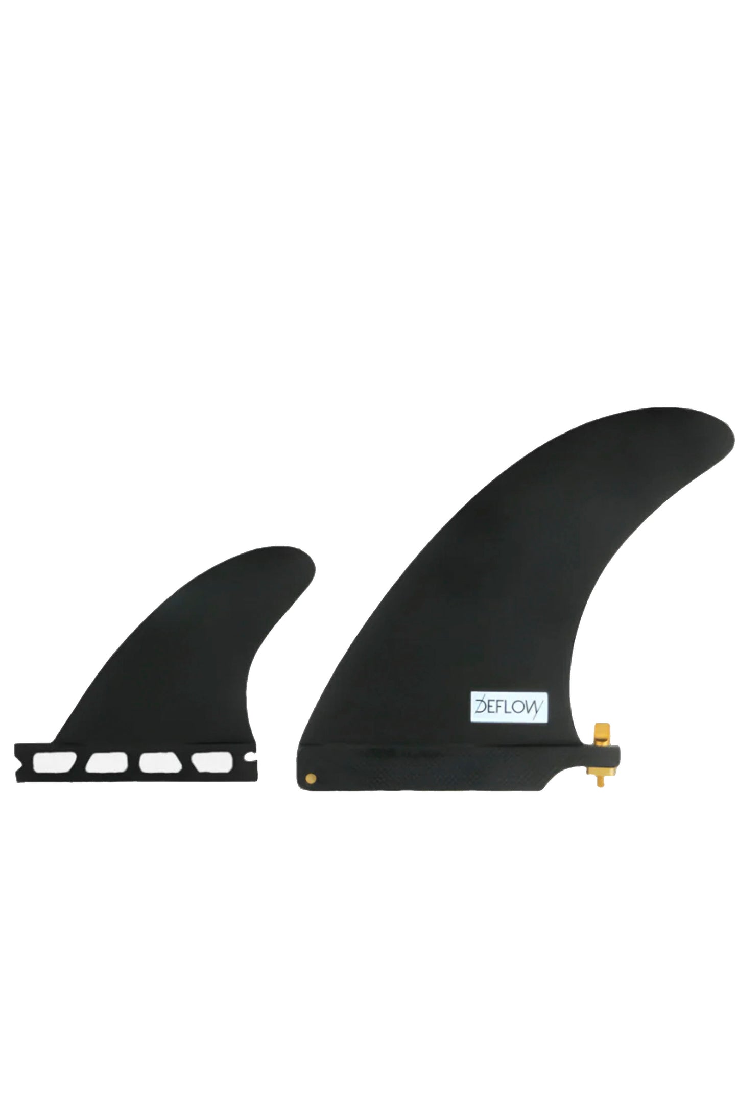 DEFLOW 7.5 inch single fin with 3.6 inch side bites black 1+2 fin setup