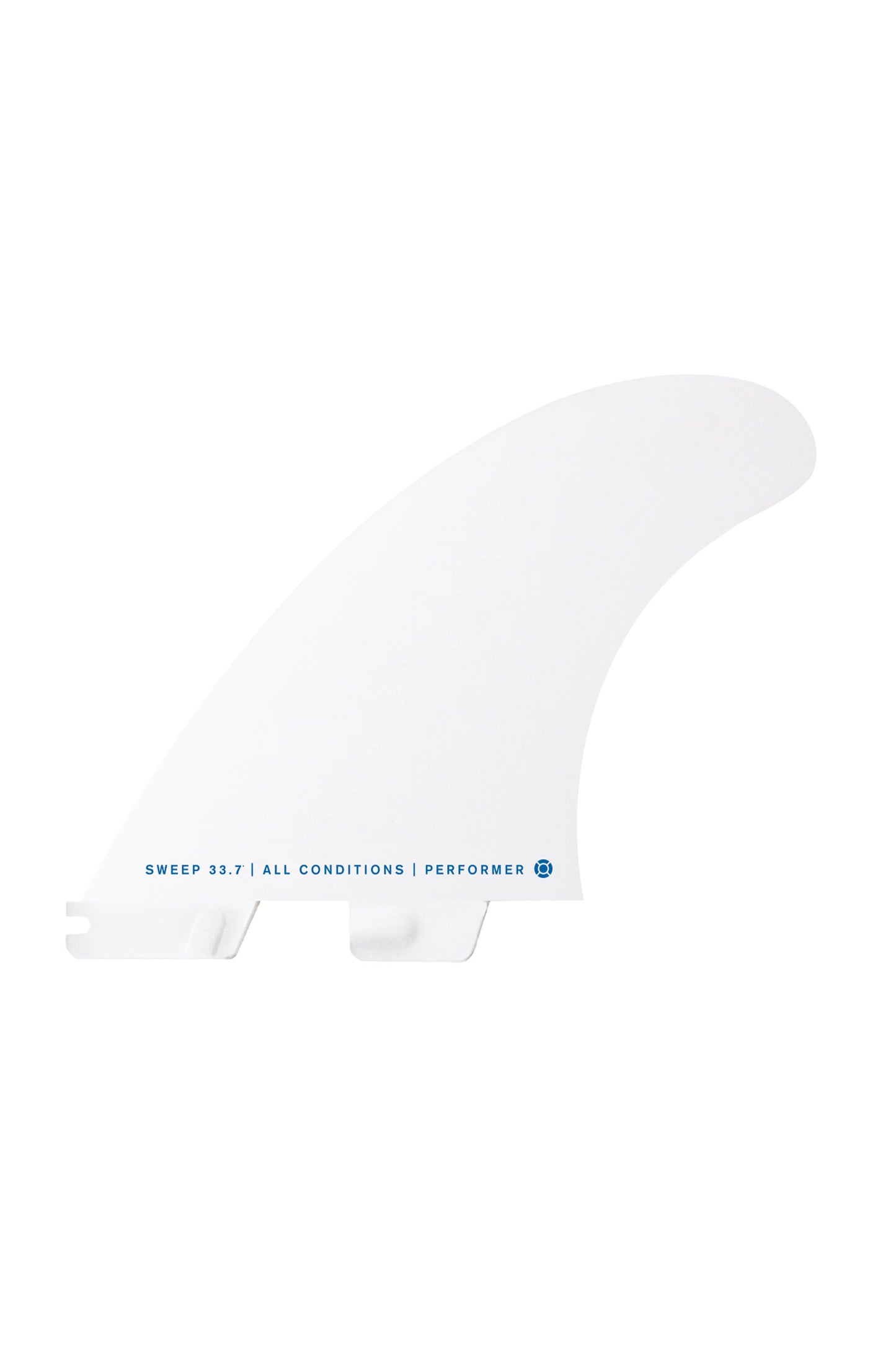 FCS II Performer tri fins in PC construction -in white color - back view