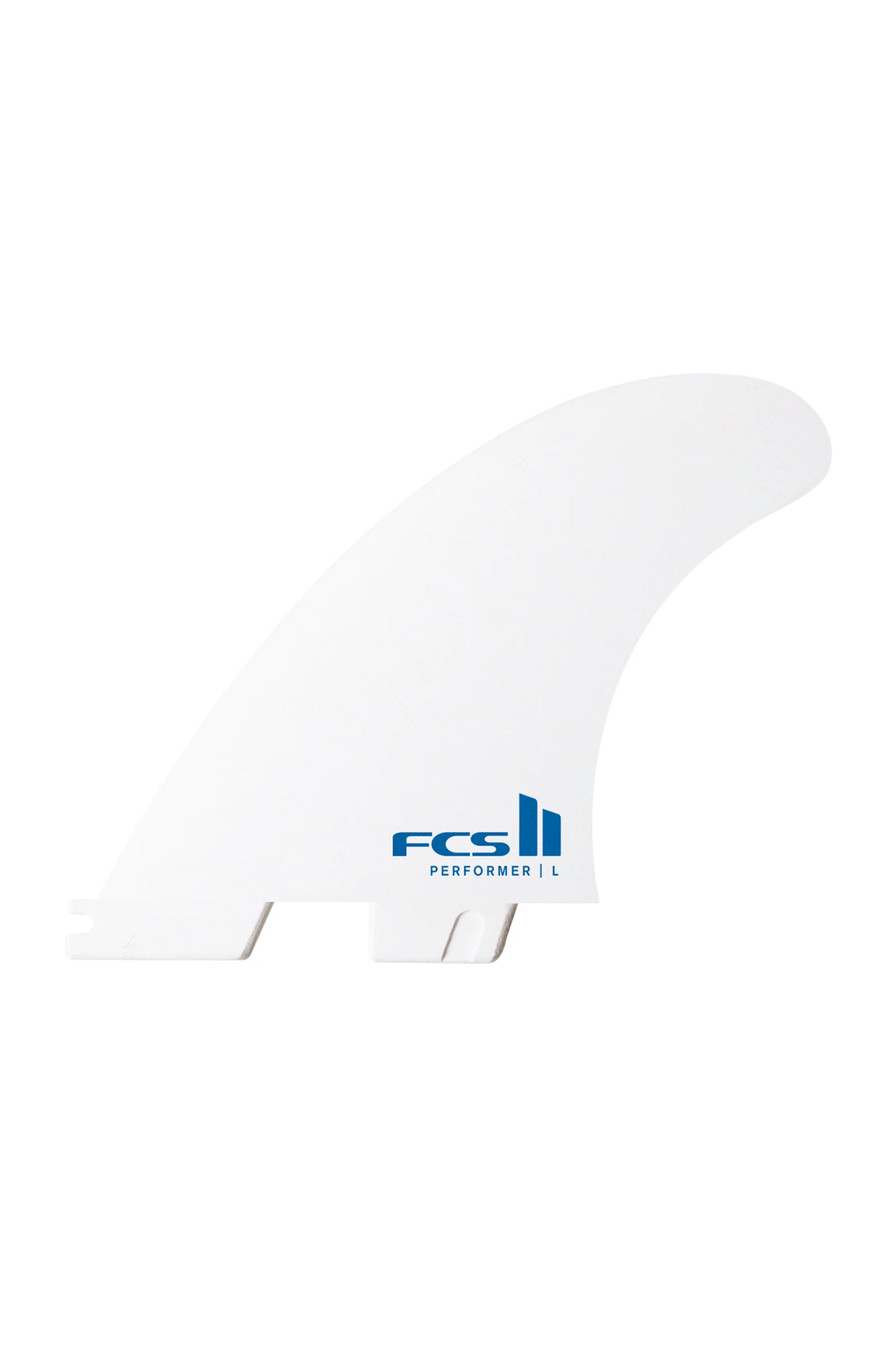 FCS II Performer tri fins in PC construction -in white color - front view
