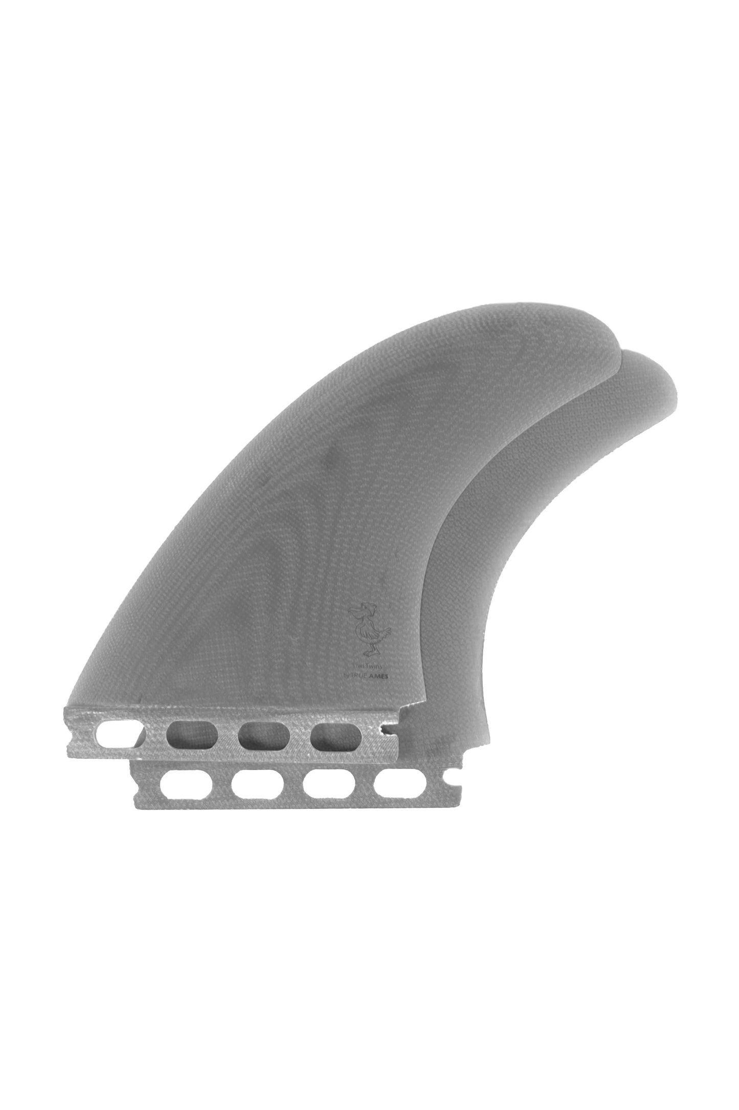 Grey surfboard Barrett Miller twin True Ames fin Pukas Surf Shop