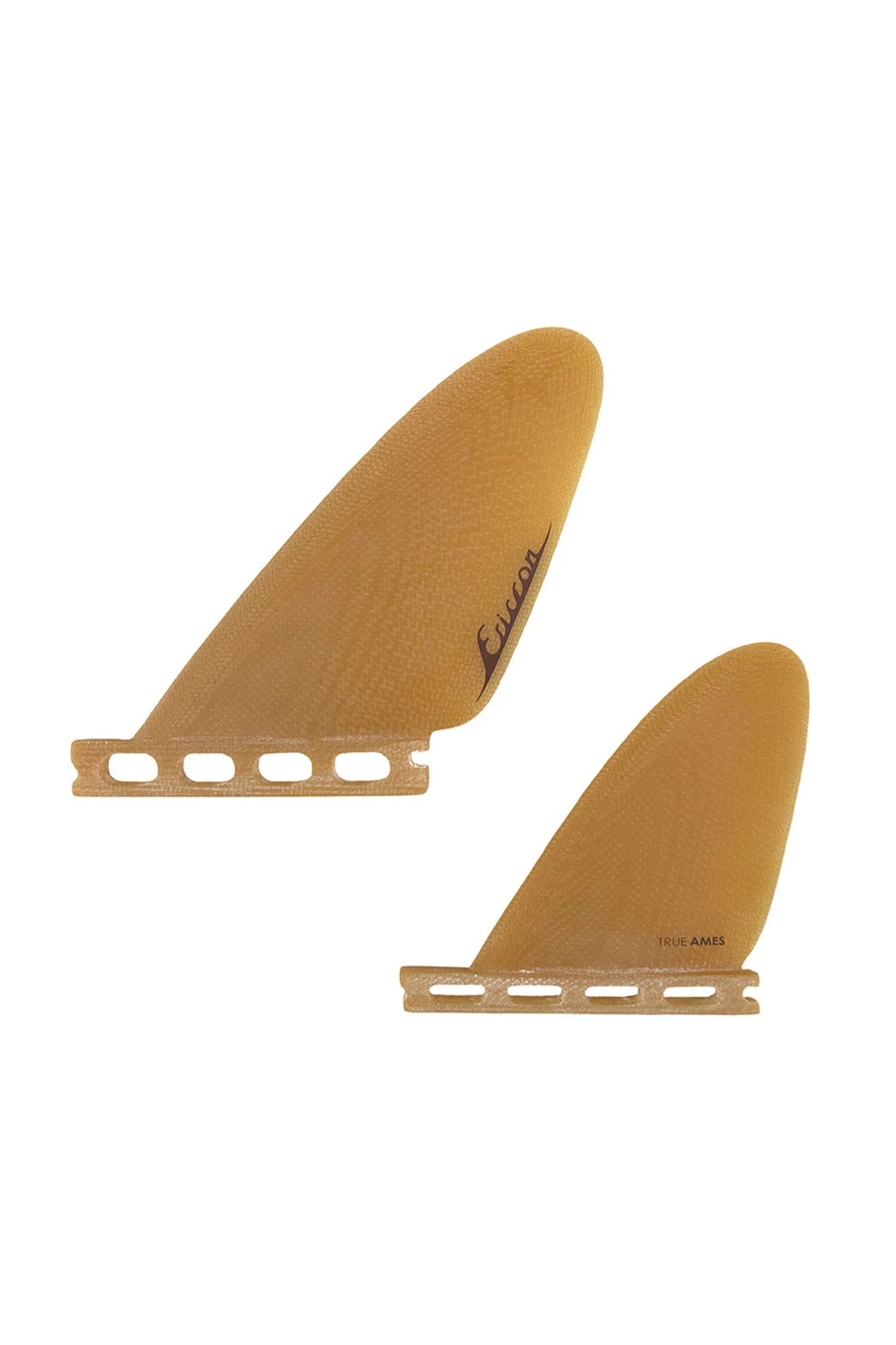 TRUE AMES Ellis Ericson Feathers Quad Fins in golden hour - 4-fin set with concaved inside foil design