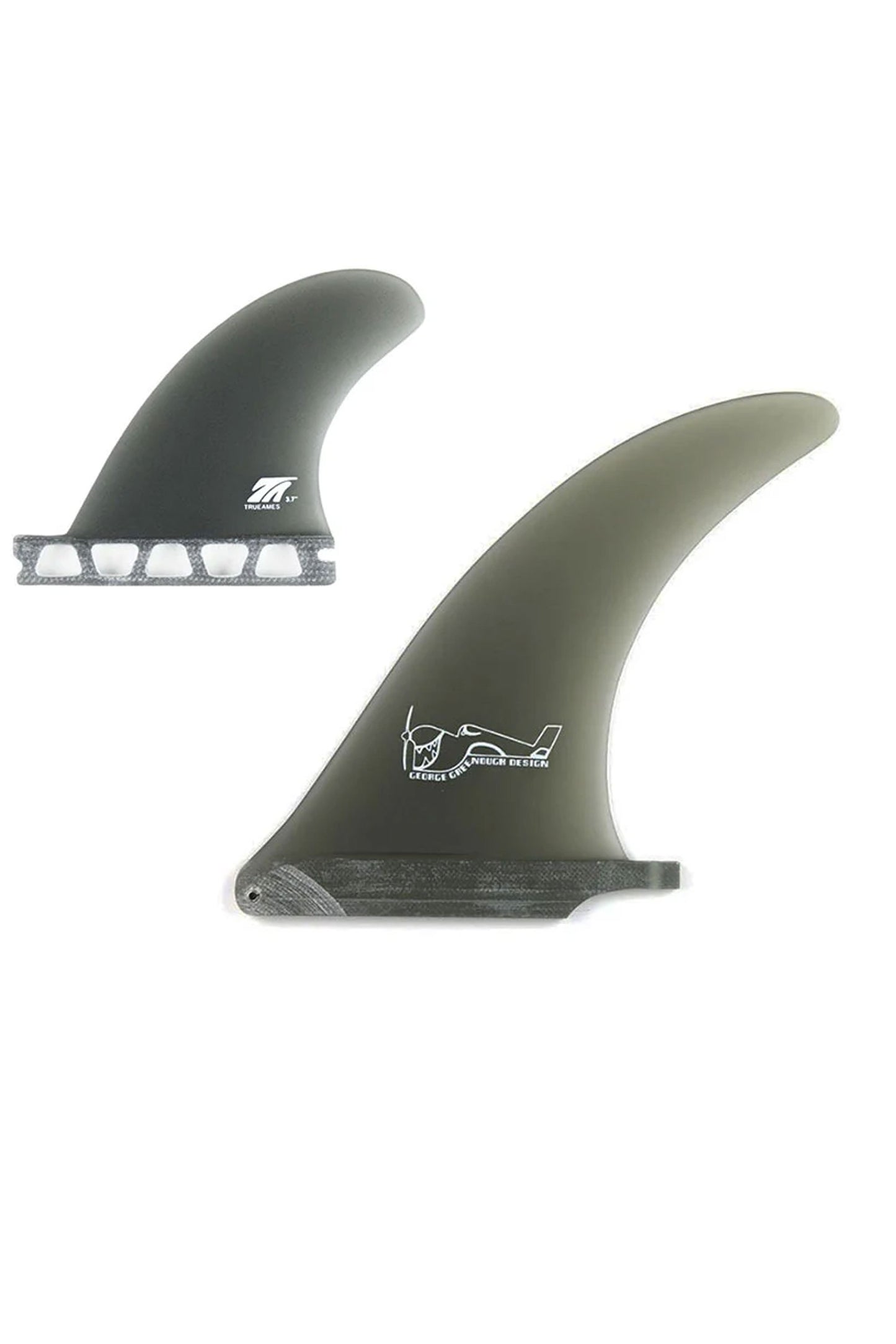 TRUE AMES George Greenough 4A 6.5 center fin and 3.25 side bites smoke finish 2+1 set