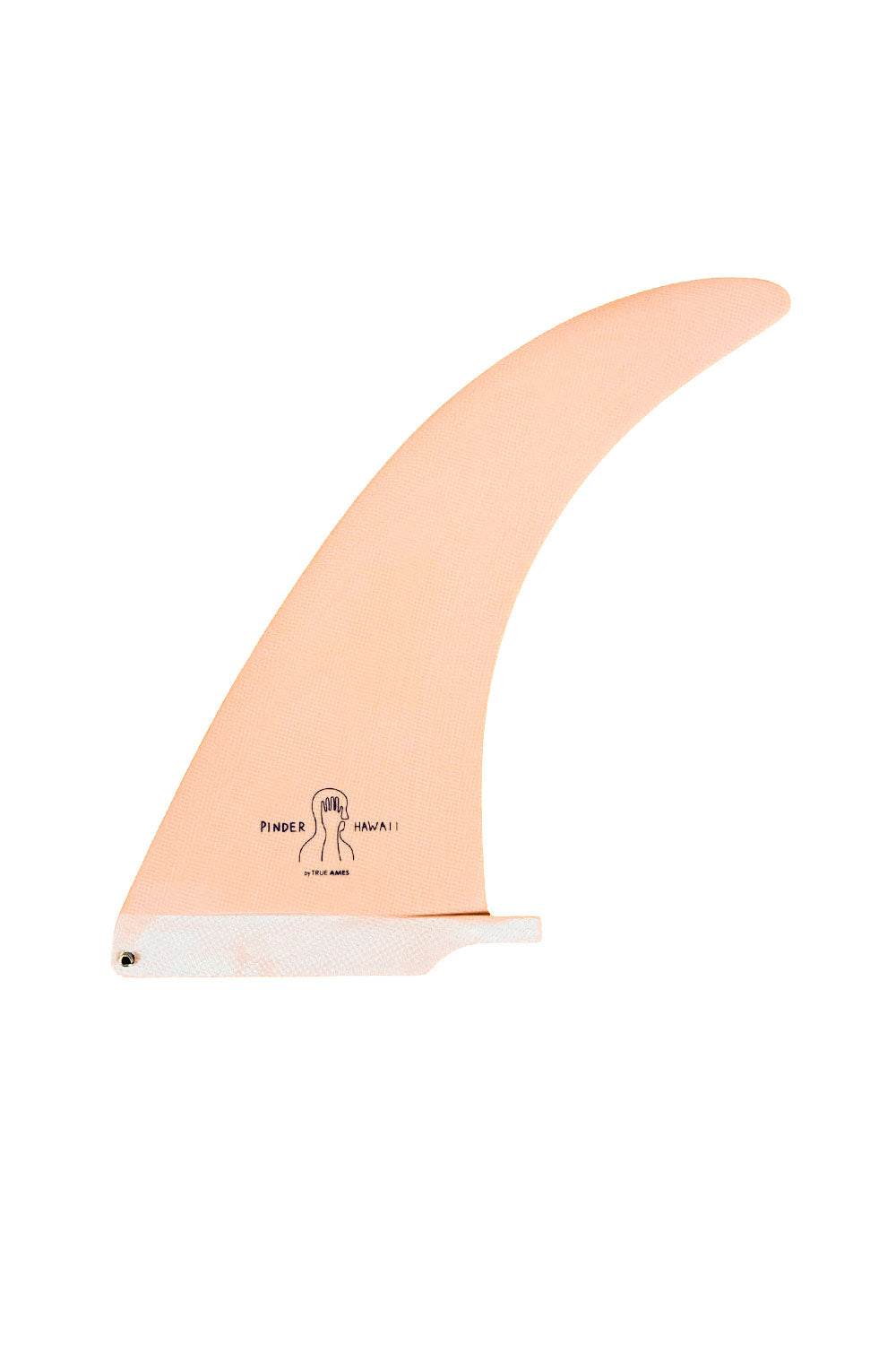 A single peach-colored surfboard fin with a white base, featuring the 'Peach' brand logo and 'Magna 1' text printed on the lower section, set against a plain white background.