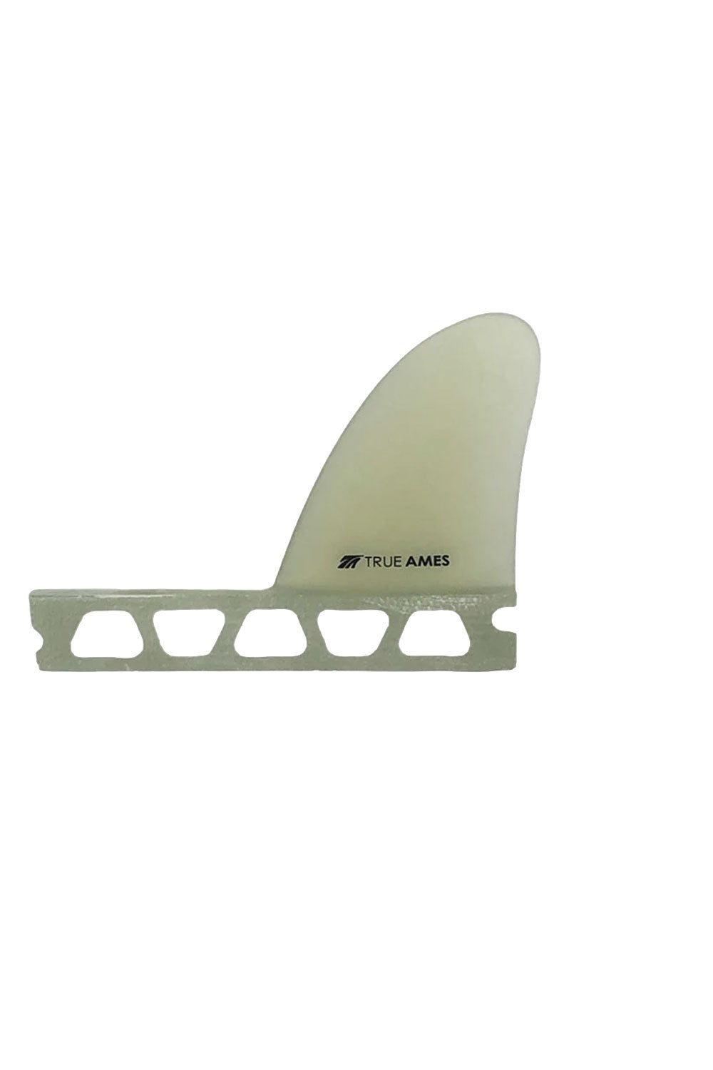A single surfboard fin blade and base assembly by True Ames, shown against a plain white background.