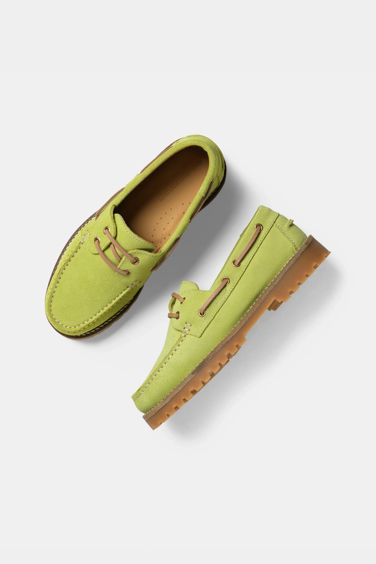 Garment Project Ollie Boat Shoe Acid Yellow suede women's boat shoe full lateral view