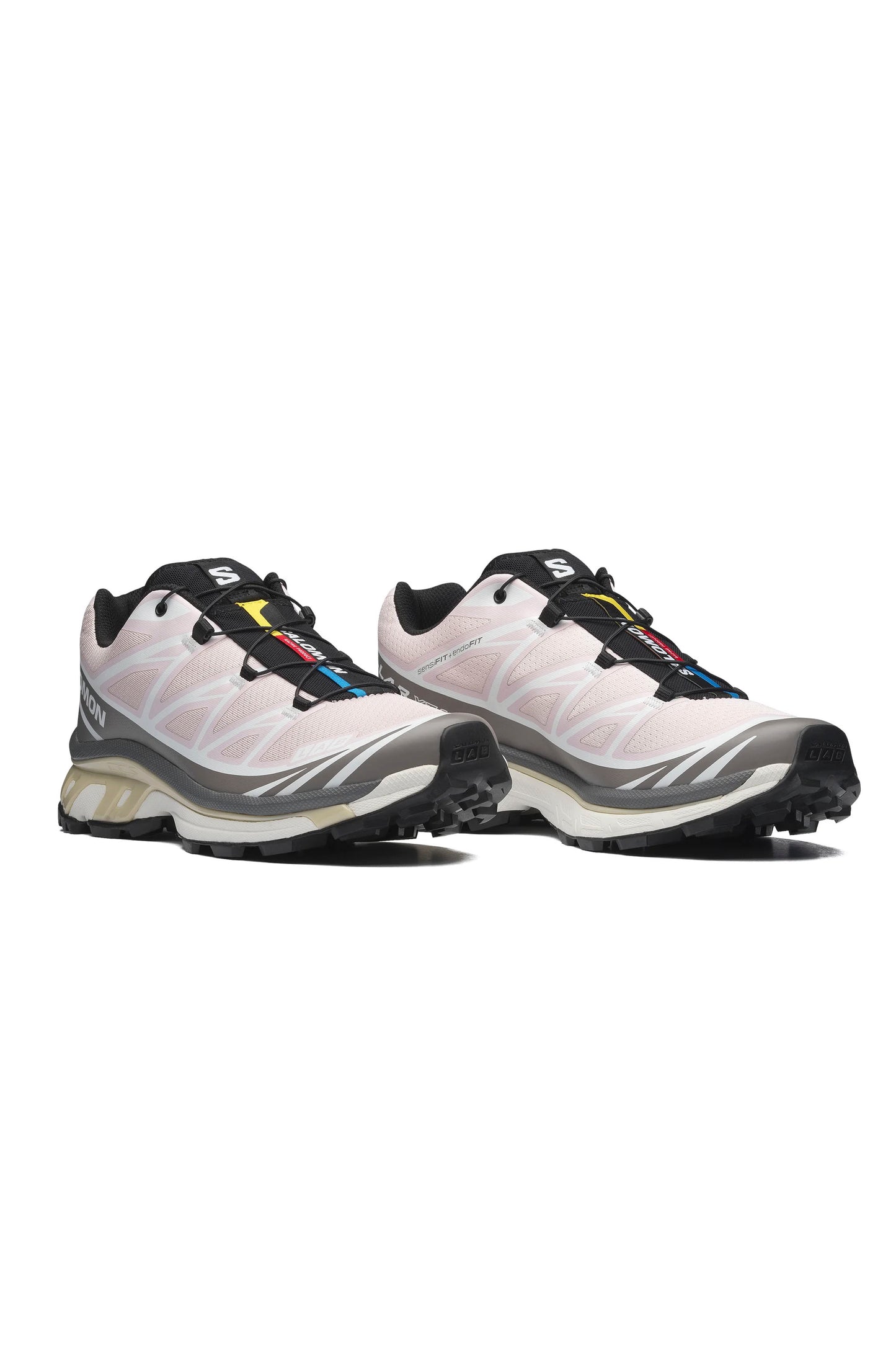 Salomon XT-6 Women's Trail Shoe Cloudburst Icy Pink Tapioca — lateral view, mesh and TPU upper