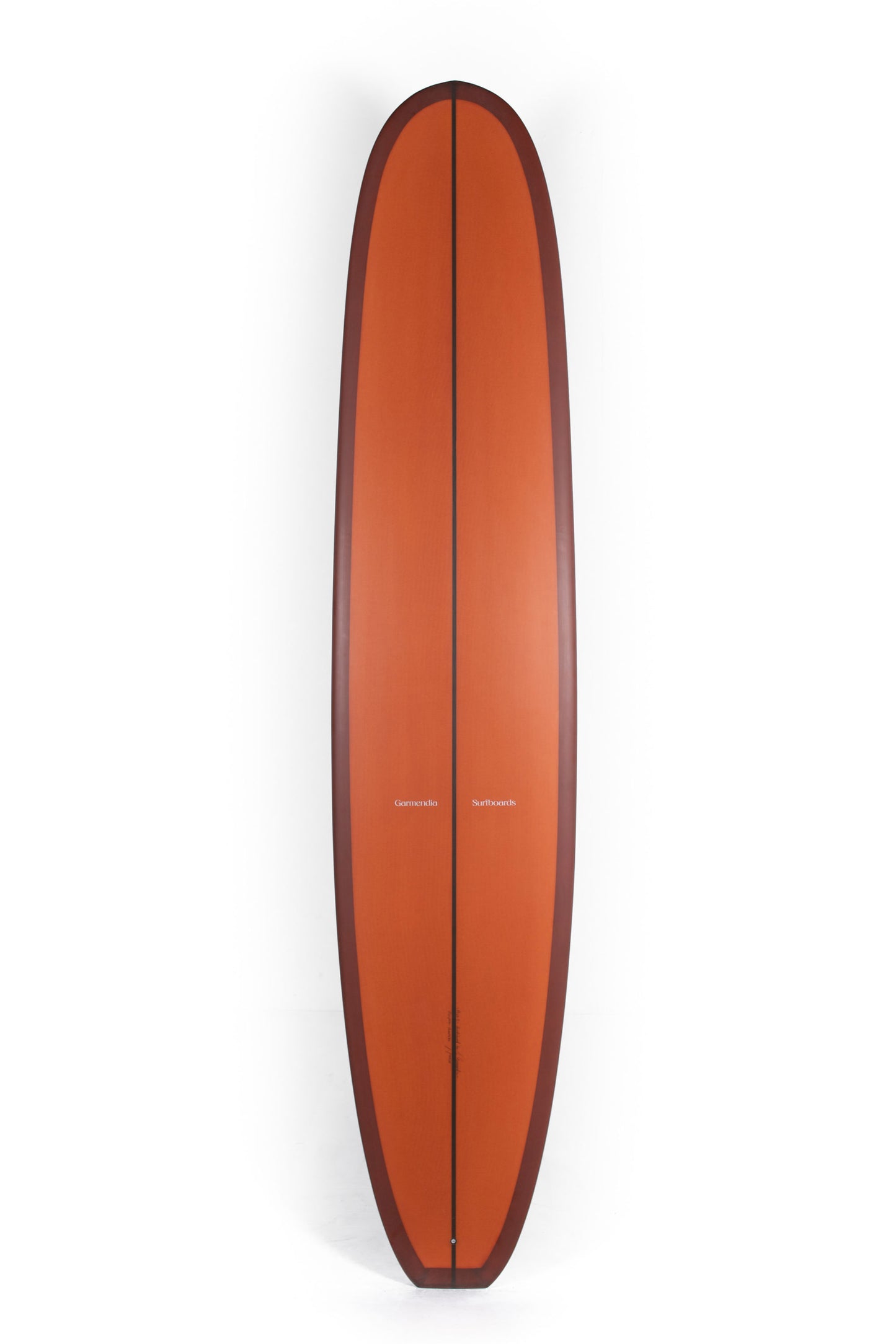 Brown and orange longboard by Jon Garmendia size 9'4" at Pukas Surf Shop