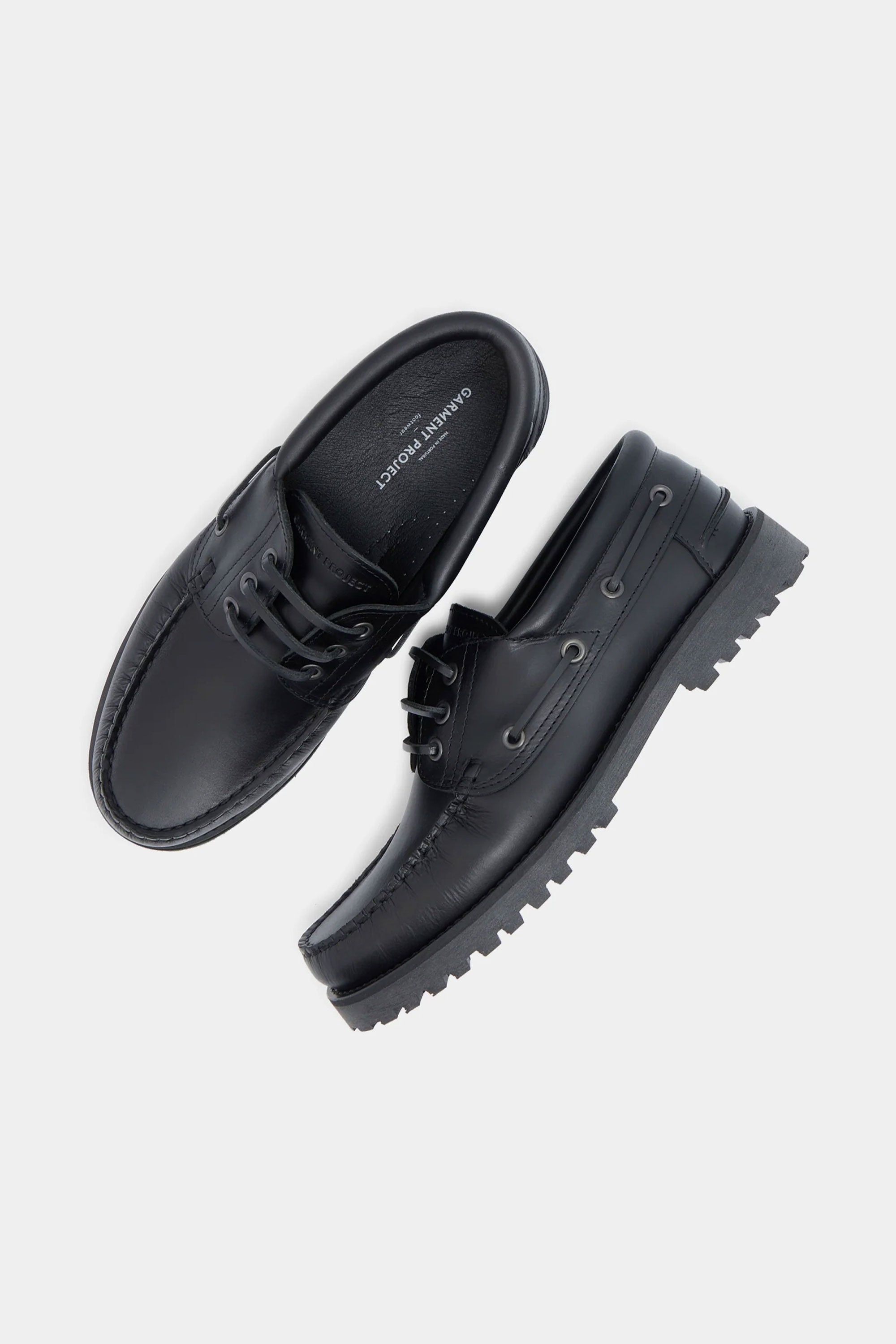 GARMENT PROJECT - OLLIE BOAT SHOE - BLACK LEATHER - MAN | Shop at