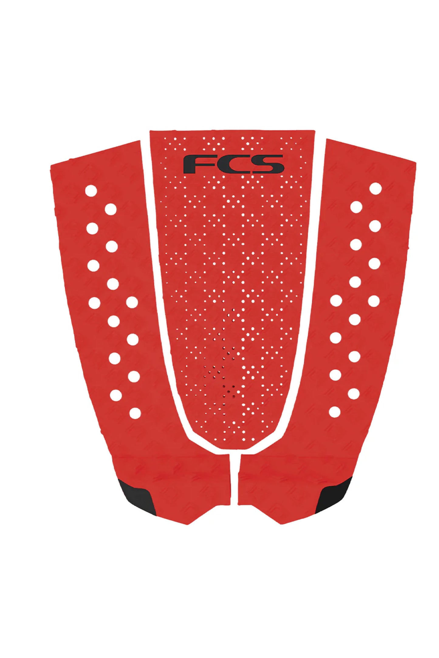 Red FCS surfboard tail pad on a white background