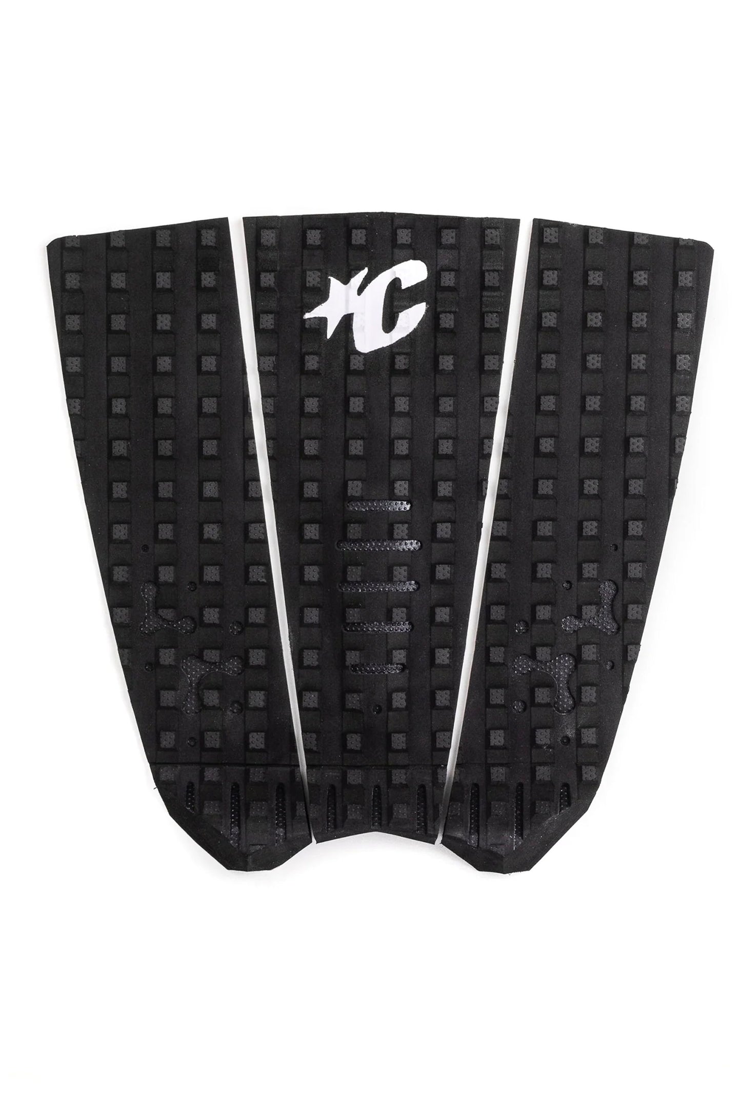 Creatures Mick Fanning LOC-LITE Ecopure tail pad carbon cyan 3-piece with Square Loc THERMO-LITE pattern