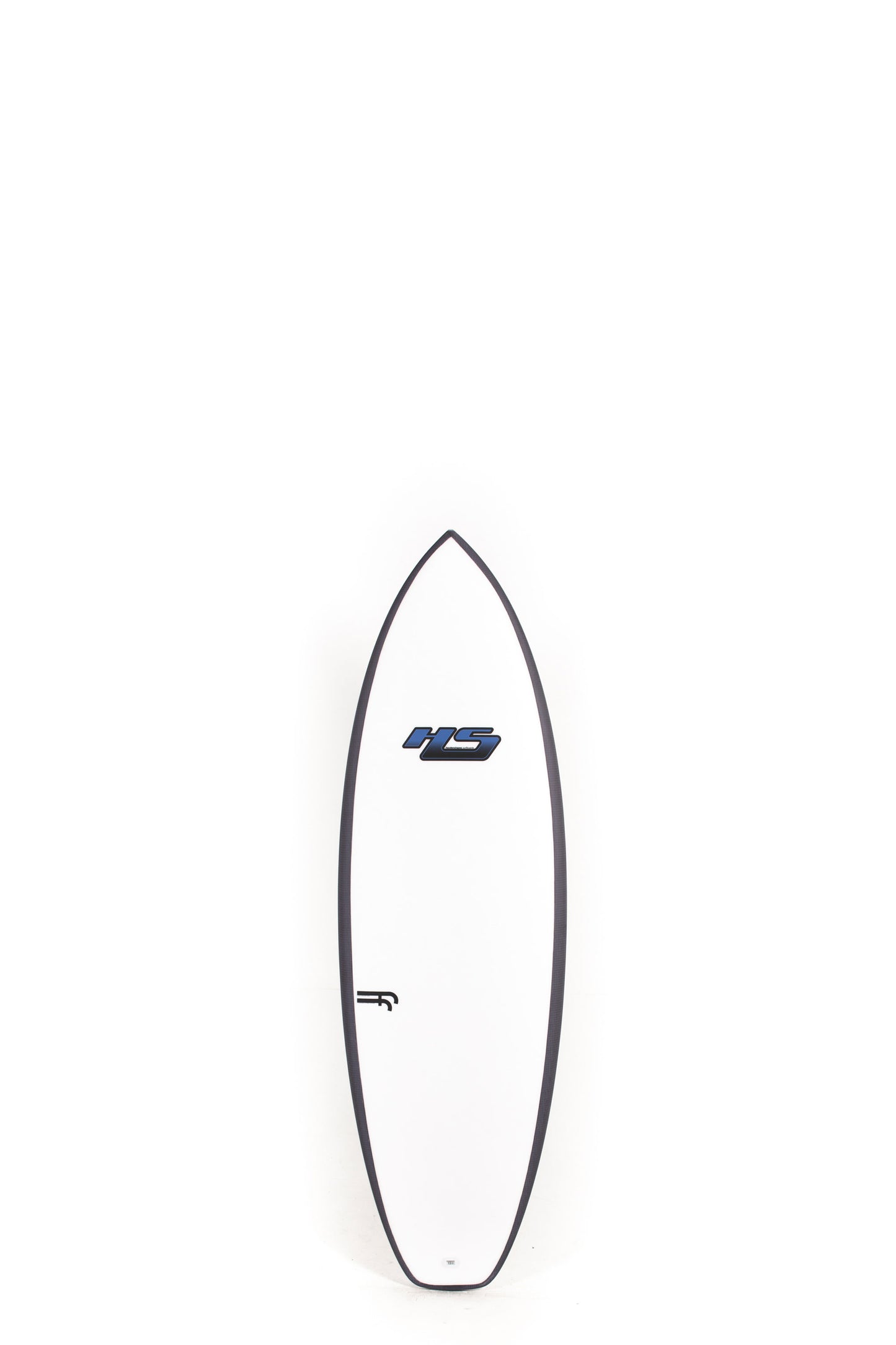 White Haydenshapes Nova Surfboard with black rails size 5'4" on a white background by Pukas Surf Shop