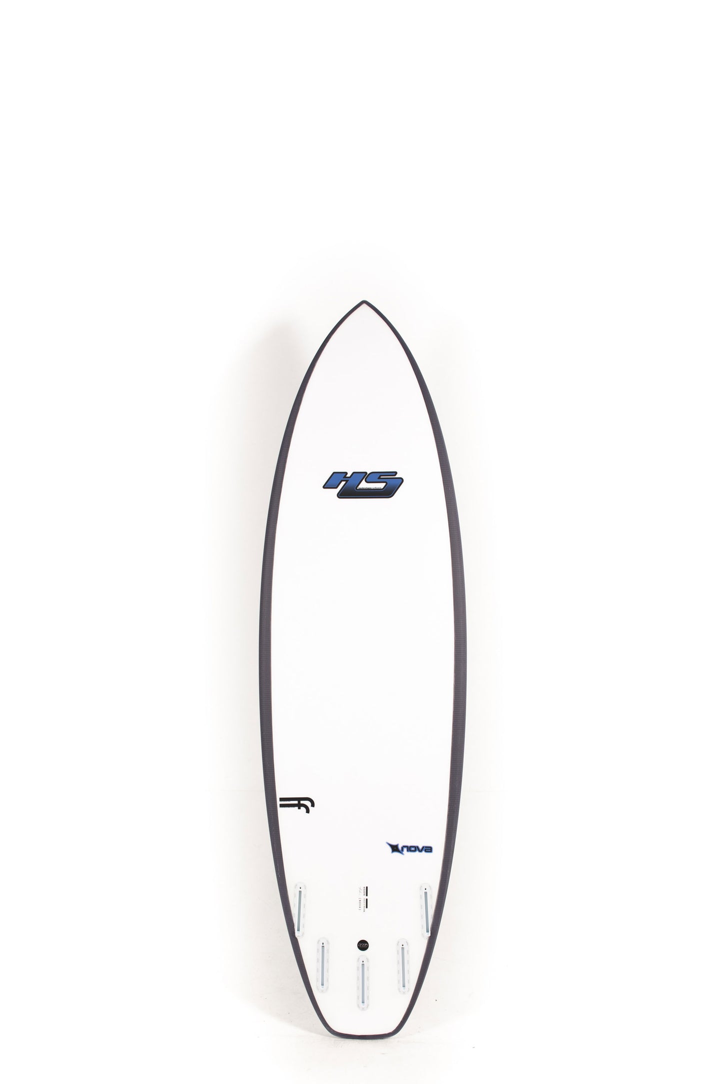 White Haydenshapes Nova Surfboard with black rails size 6'6" on a white background by Pukas Surf Shop - 2