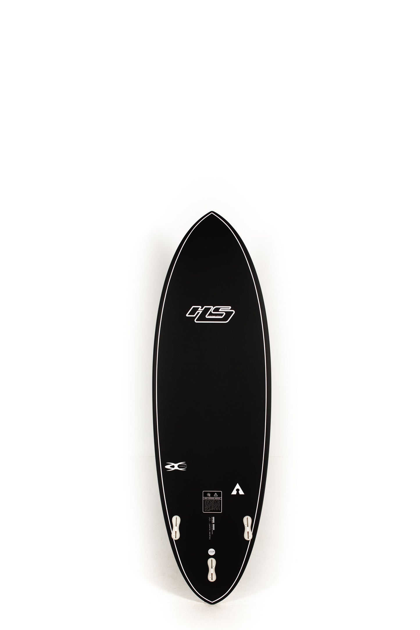Black HaydenShapes Surfboard Hypeto Krypto Carbonyx size 5'9" on a white background by Pukas Surf Shop - 2