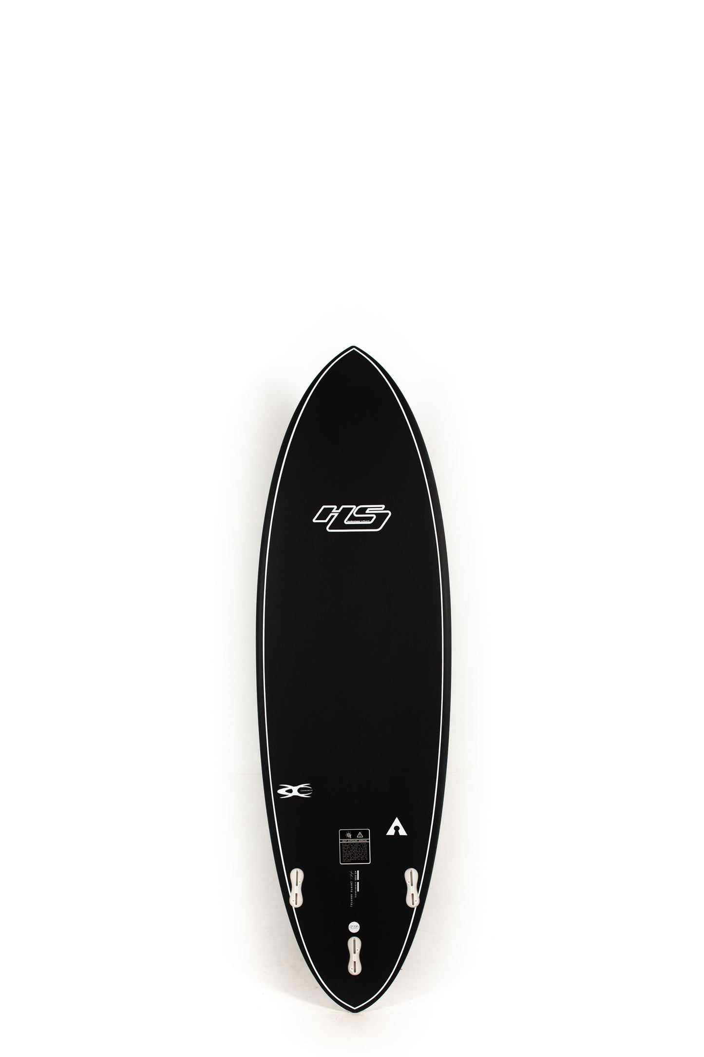 Black HyadenShapes Surfboard Hypto Krypto size 6'1" on a white background by Pukas Surf Shop - 2