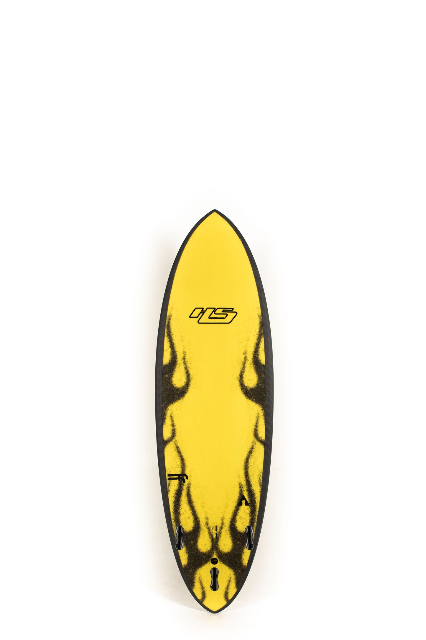 Black and yellow HaydenShapes Surfboard Hypto Krypto size 6'0" on a white background by Pukas Surf Shop - 2