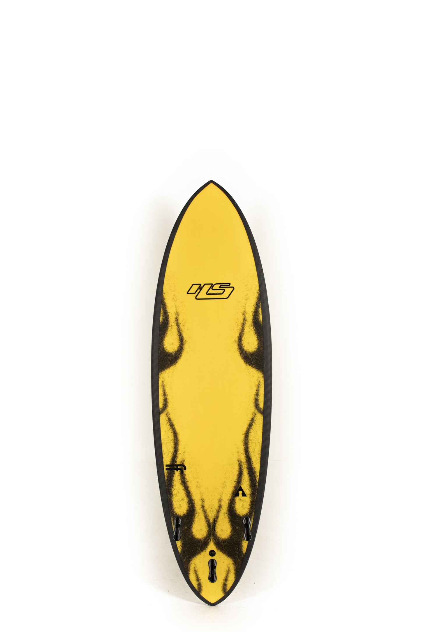 Yellow and black surfboard HyadenShapes size 6'4" on a white background by Pukas Surf Shop - 2