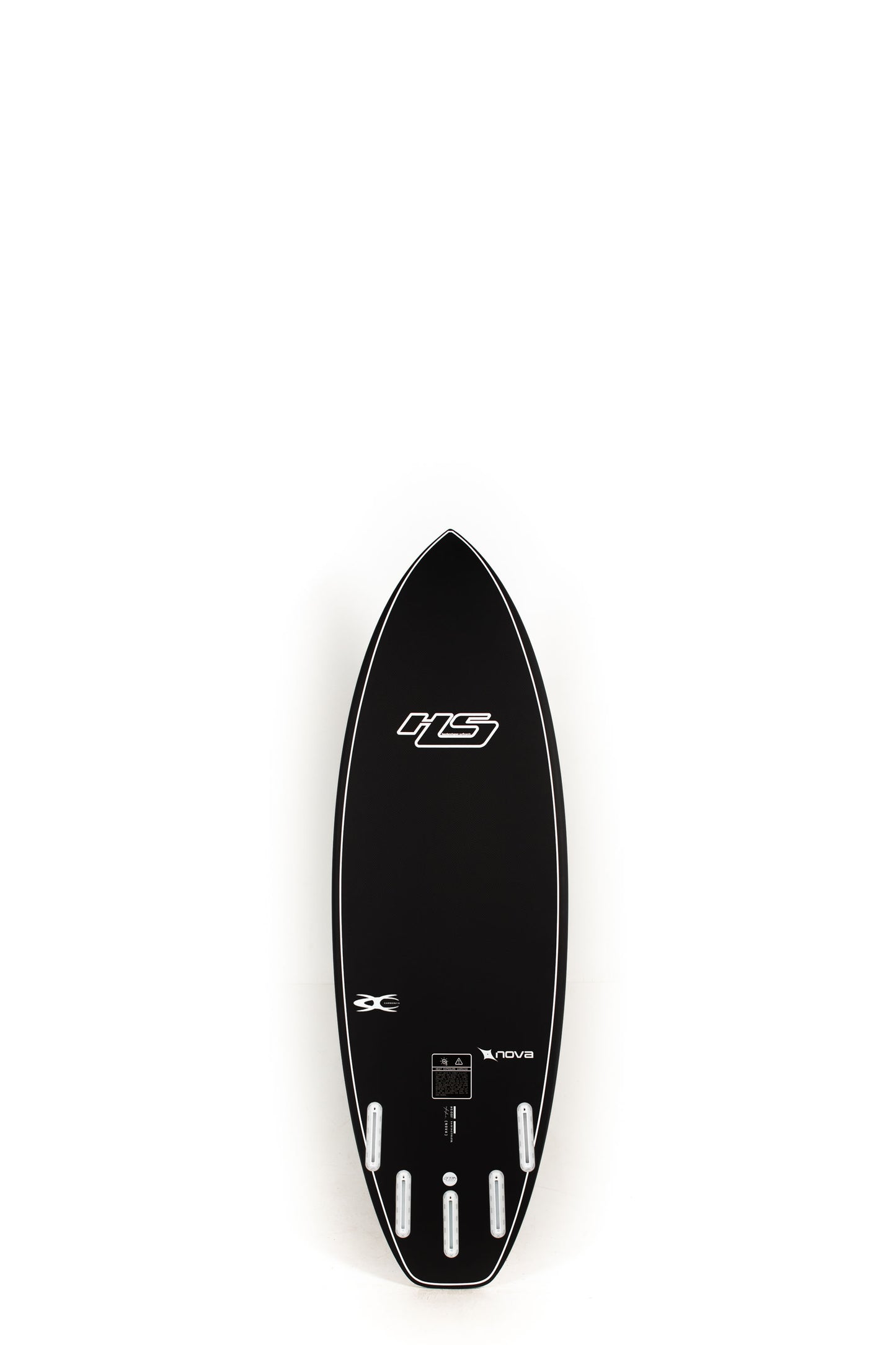 Black Haydenshapes Nova Surfboard size 5'4" on a white background by Pukas Surf Shop - 2