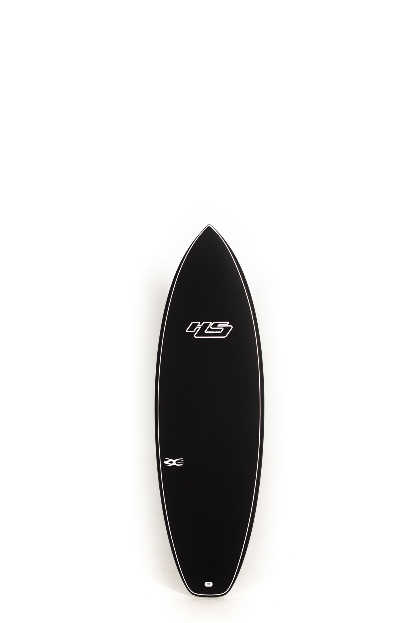 Black Haydenshapes Nova Surfboard size 5'7" on a white background by Pukas Surf Shop - 1