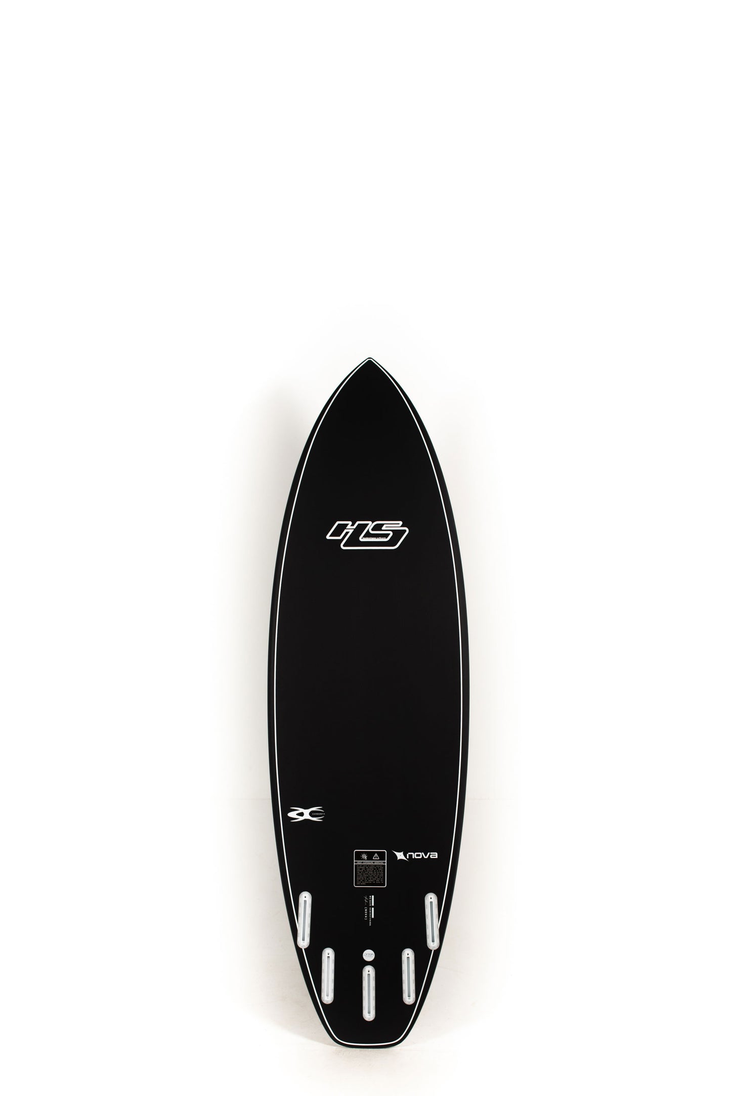 Black Haydenshapes Nova Surfboard size 6'0" on a white background by Pukas Surf Shop - 2