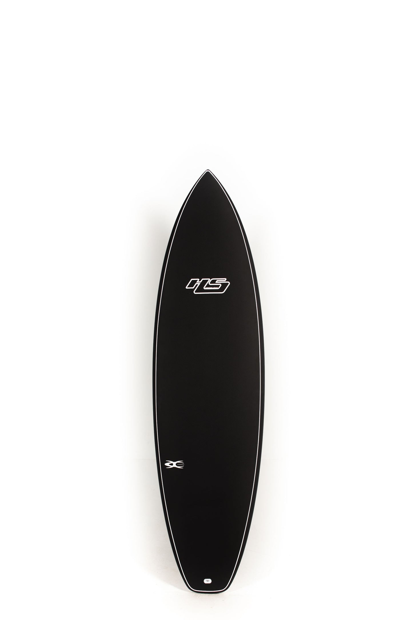 Black Haydenshapes Surfboard Nova size 6'8" on a white background by Pukas Surf Shop