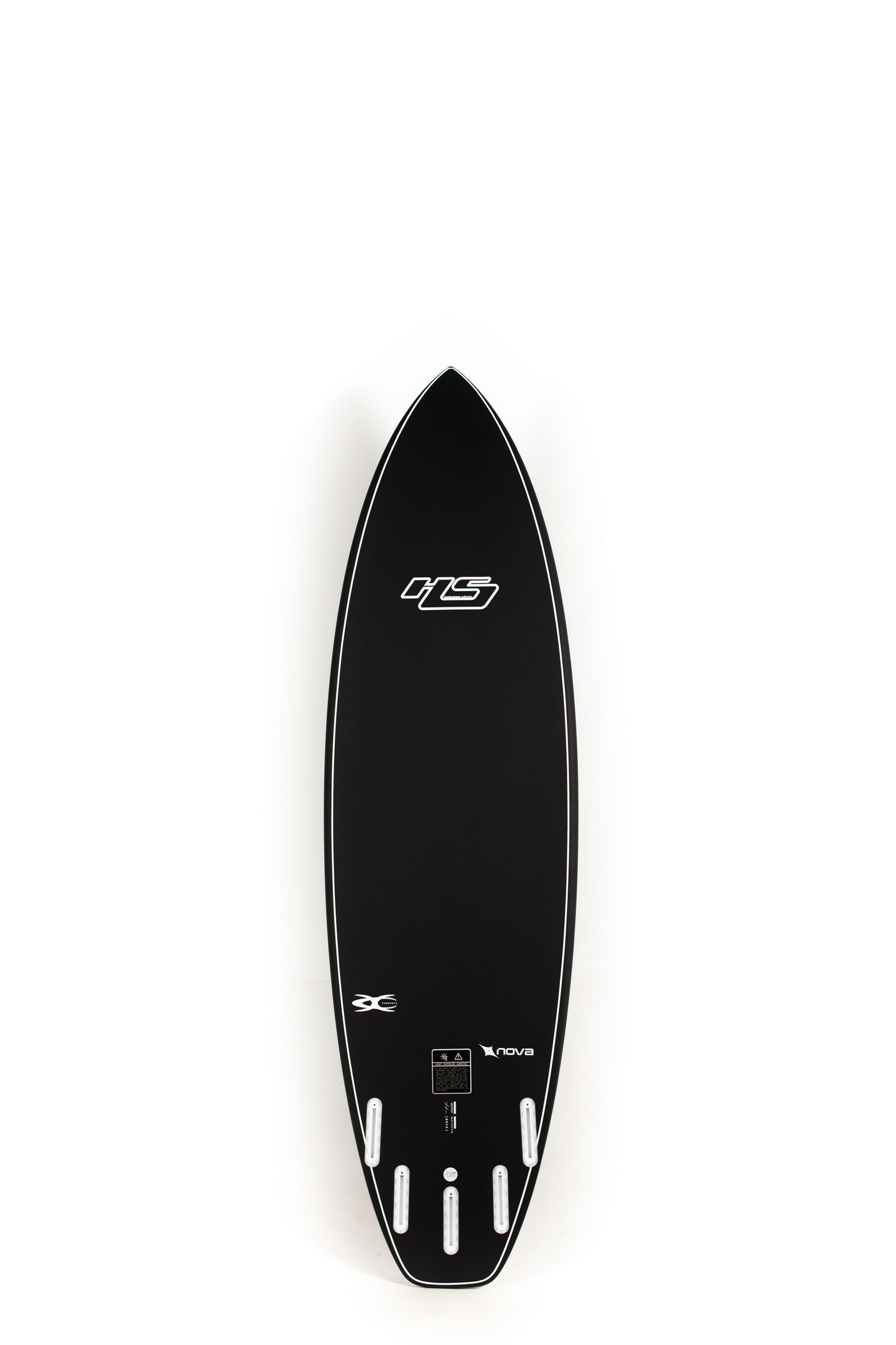 Black Haydenshapes Surfboard Nova size 6'8" on a white background by Pukas Surf Shop - 2