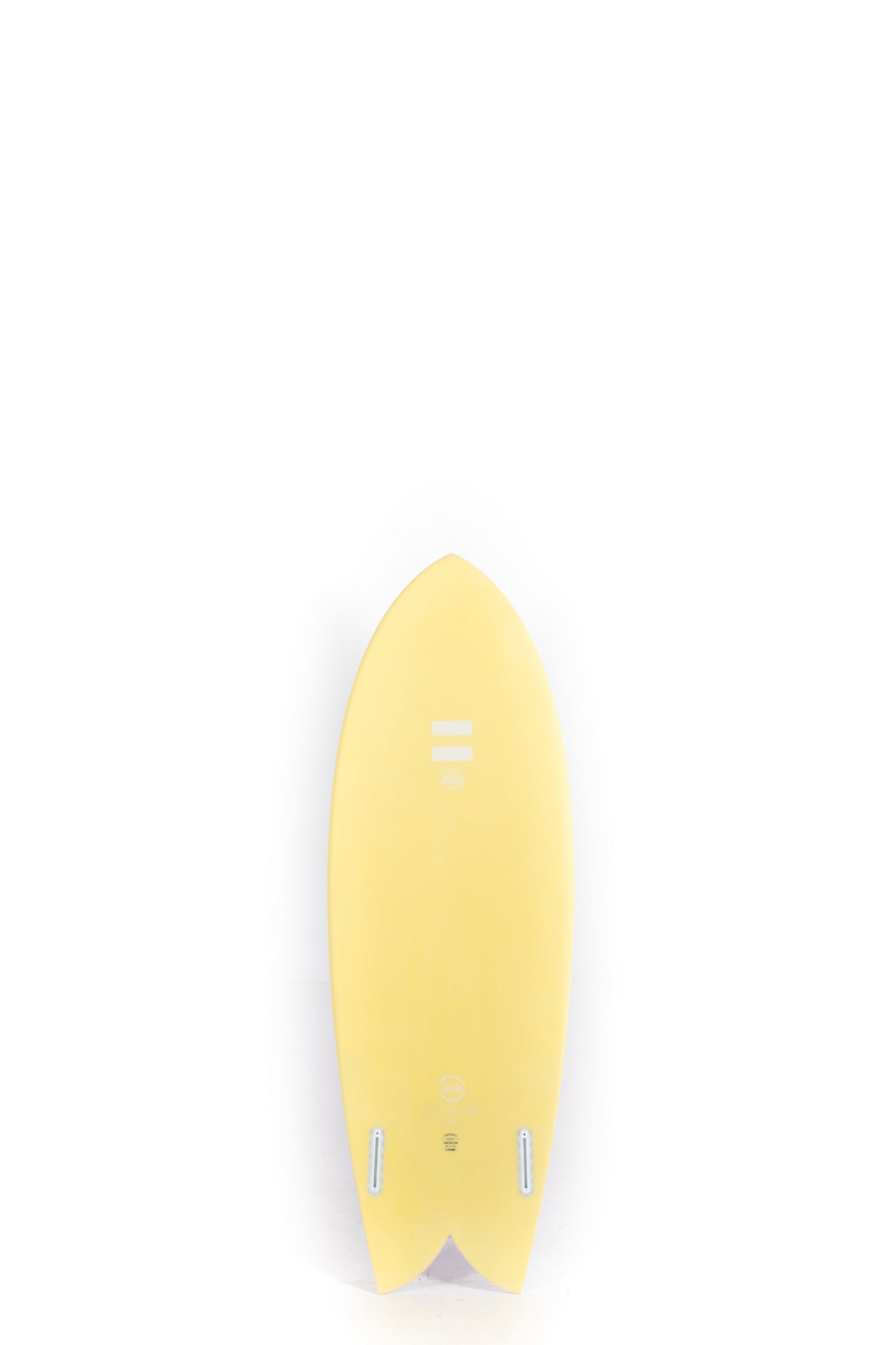 Purple and yellow Indio Surfboard size 5'3" on a white background by Pukas Surf Shop - 2