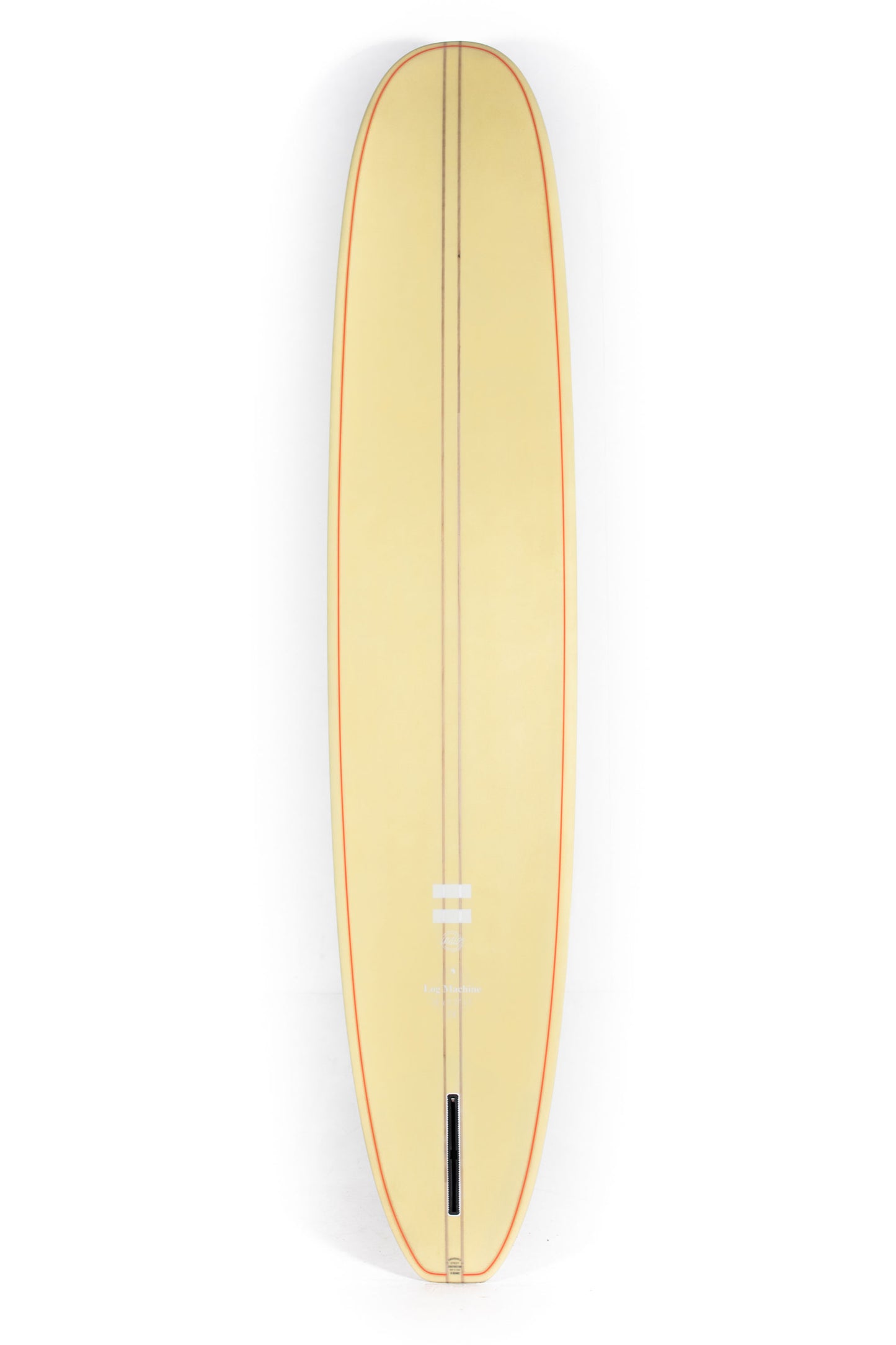 Yellow Indio Log Machine Longboard Surfboard size 9'6" on a white background by Pukas Surf Shop - 2