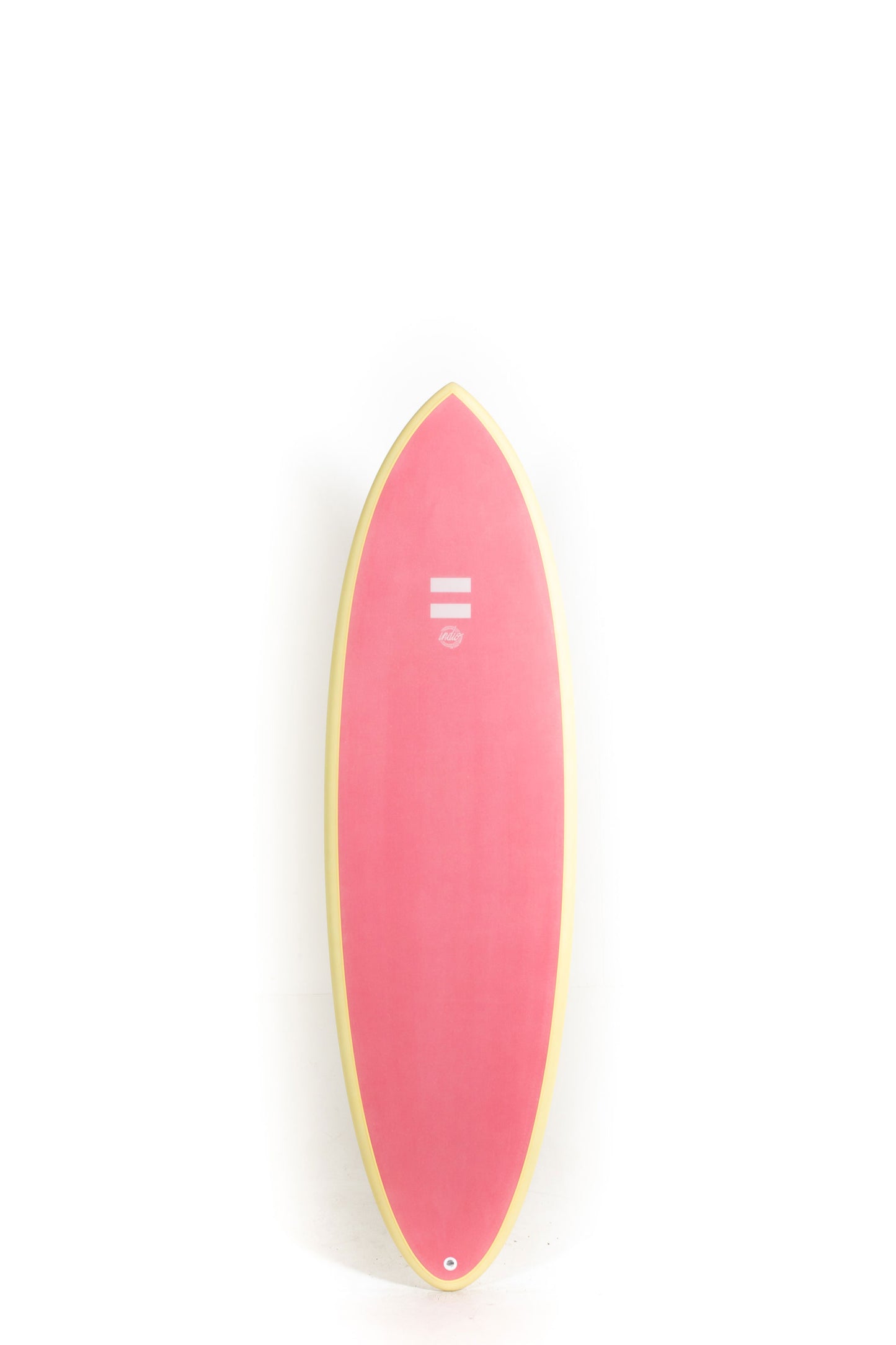 Pink and yellow Indio Surfboard Racer size 6'4" at Pukas surf shop