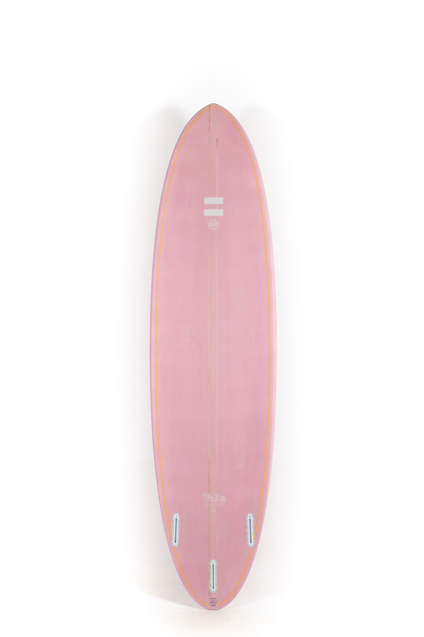 Pink Indio The Egg Surfboard size 7'6" on a white background by Pukas Surf Shop - 2